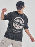 Marvel By Highlander Men Black Captain America Printed Round Neck T-Shirt - Black - Image 1