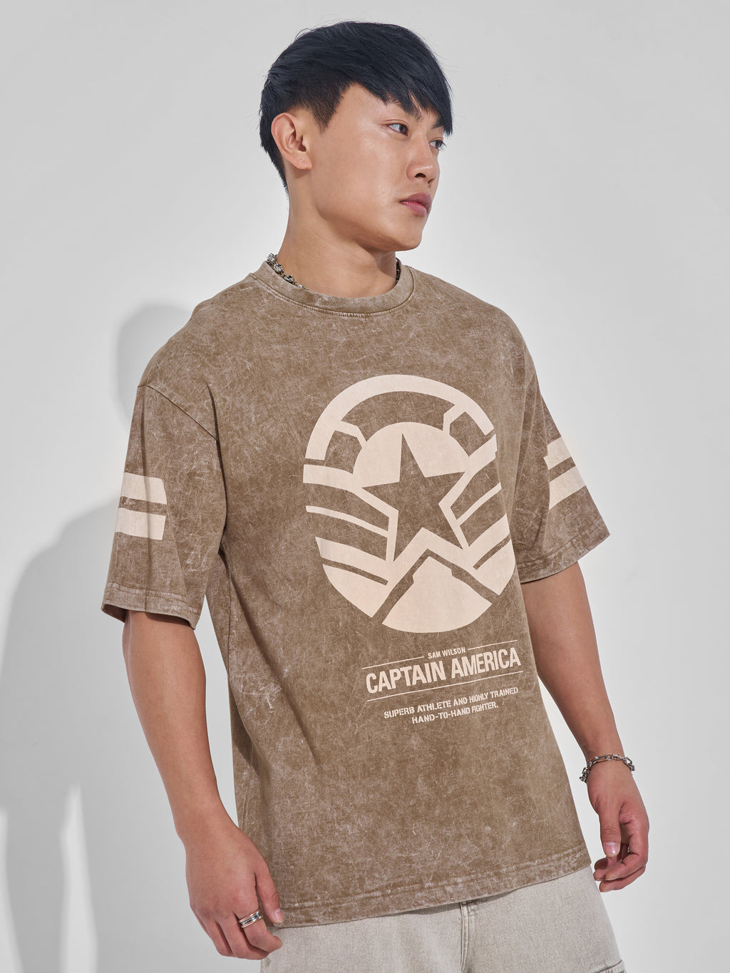 Marvel By Highlander Men Brown Captain America Printed Round Neck T-Shirt - Brown - Image 6