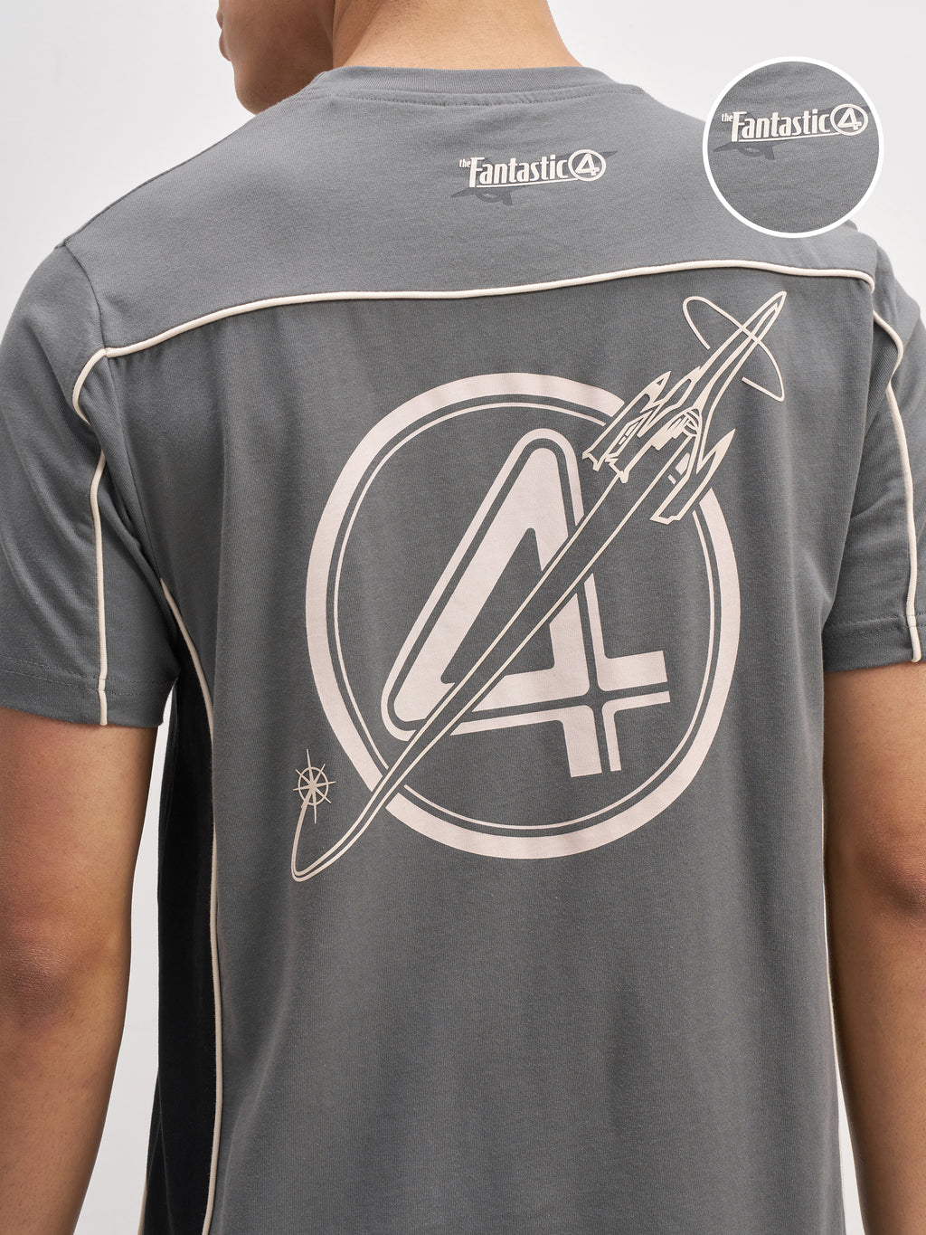 Marvel By Highlander Men Grey The Fantastic Four Printed Round Neck T-Shirt - Grey - Image 5