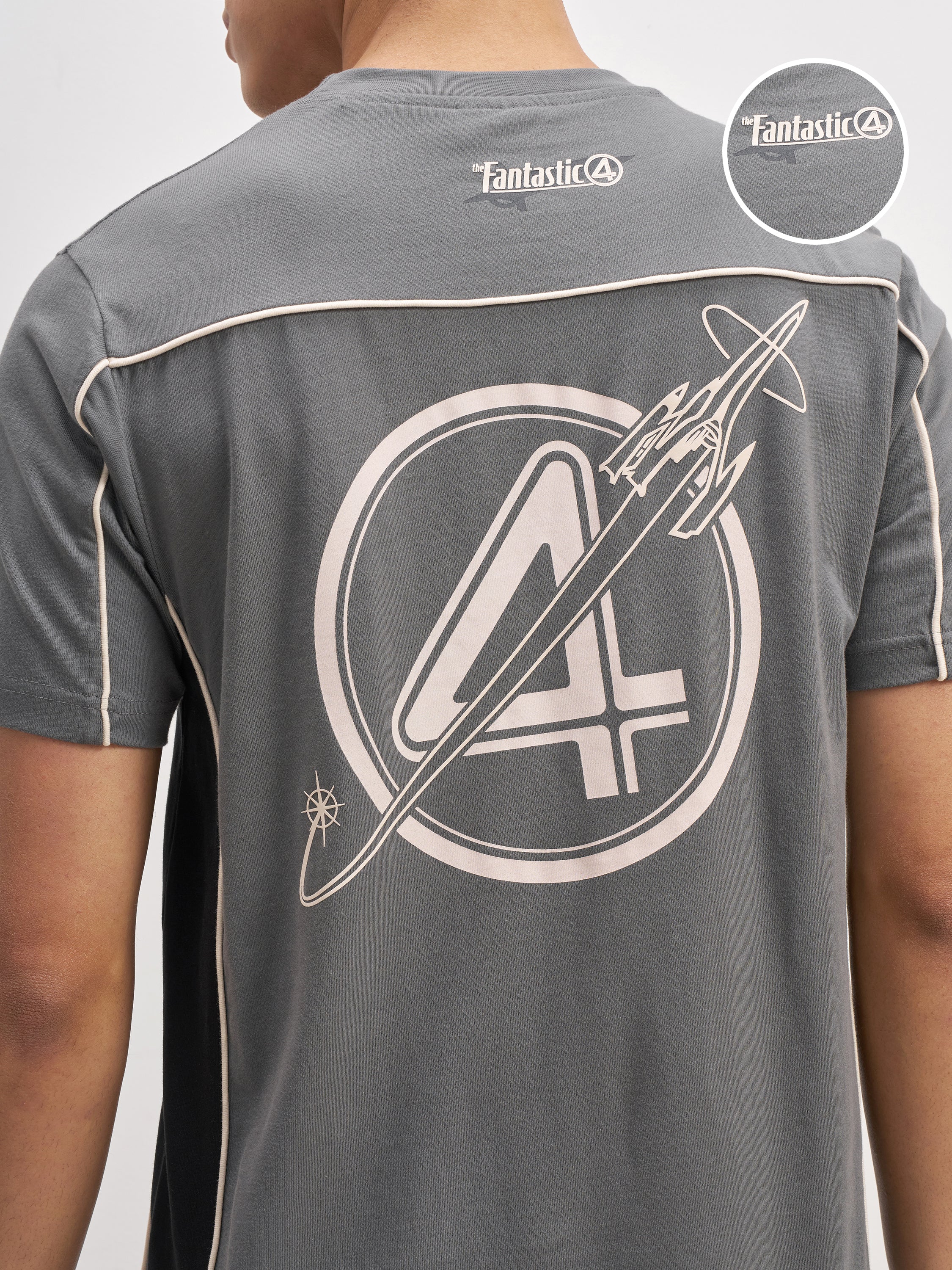 Marvel By Highlander Men Grey The Fantastic Four Printed Round Neck T-Shirt - Grey - Image 5