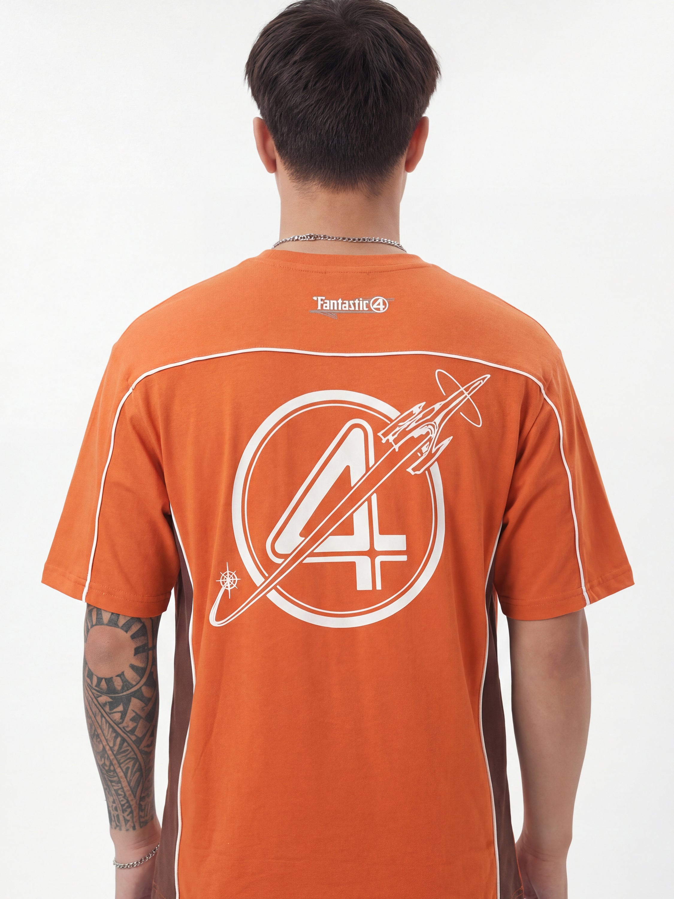 Marvel By Highlander Men Orange The Fantastic Four Printed Round Neck T-Shirt - Orange - Image 3