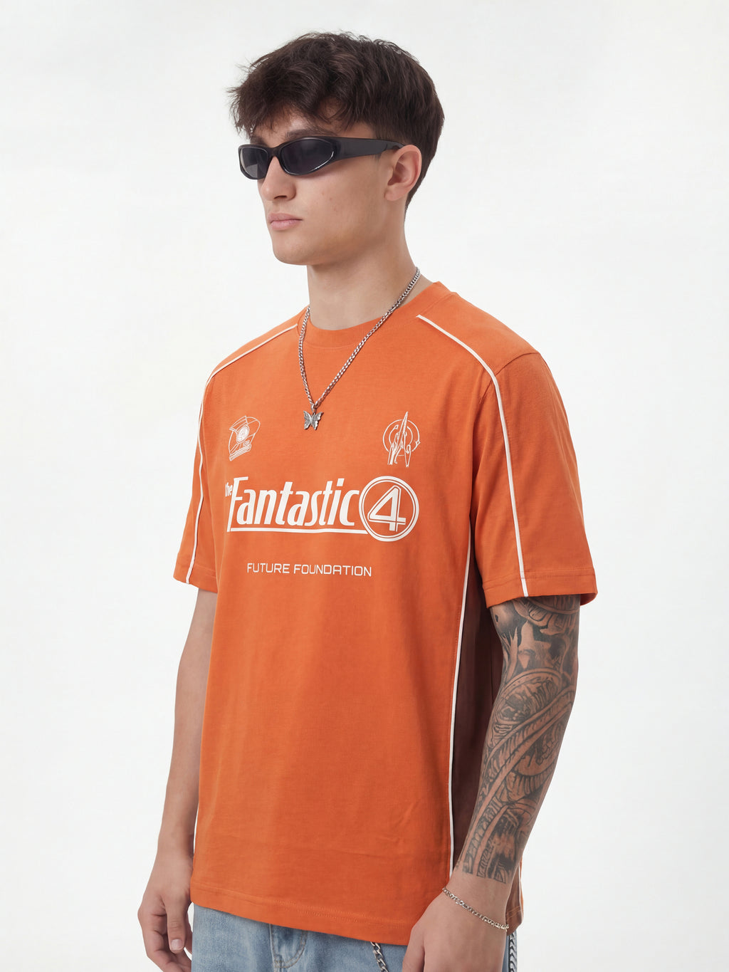 Marvel By Highlander Men Orange The Fantastic Four Printed Round Neck T-Shirt - Orange - Image 6