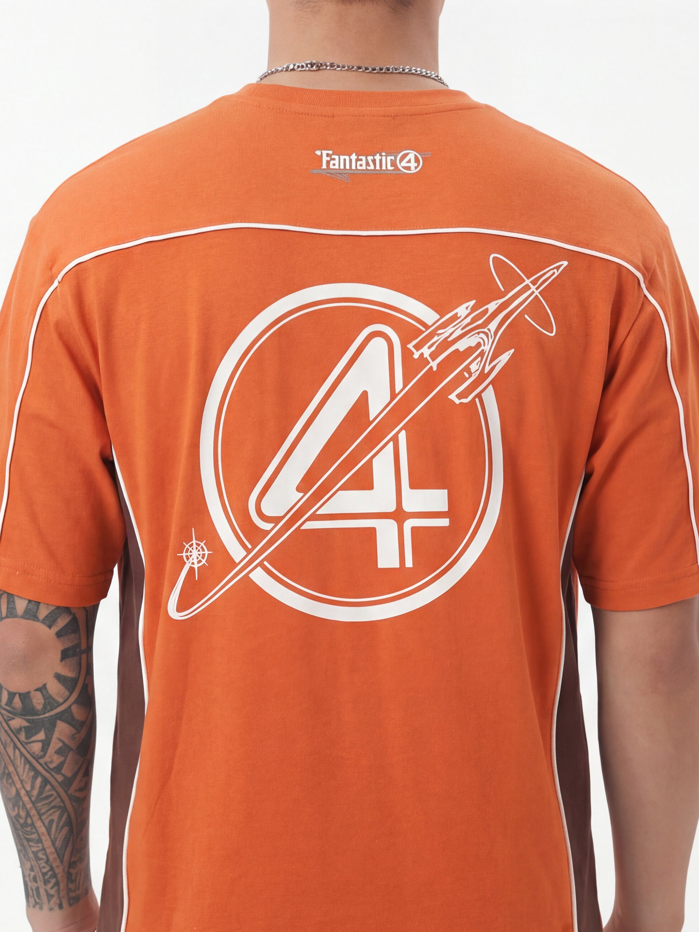 Marvel By Highlander Men Orange The Fantastic Four Printed Round Neck T-Shirt - Orange - Image 7