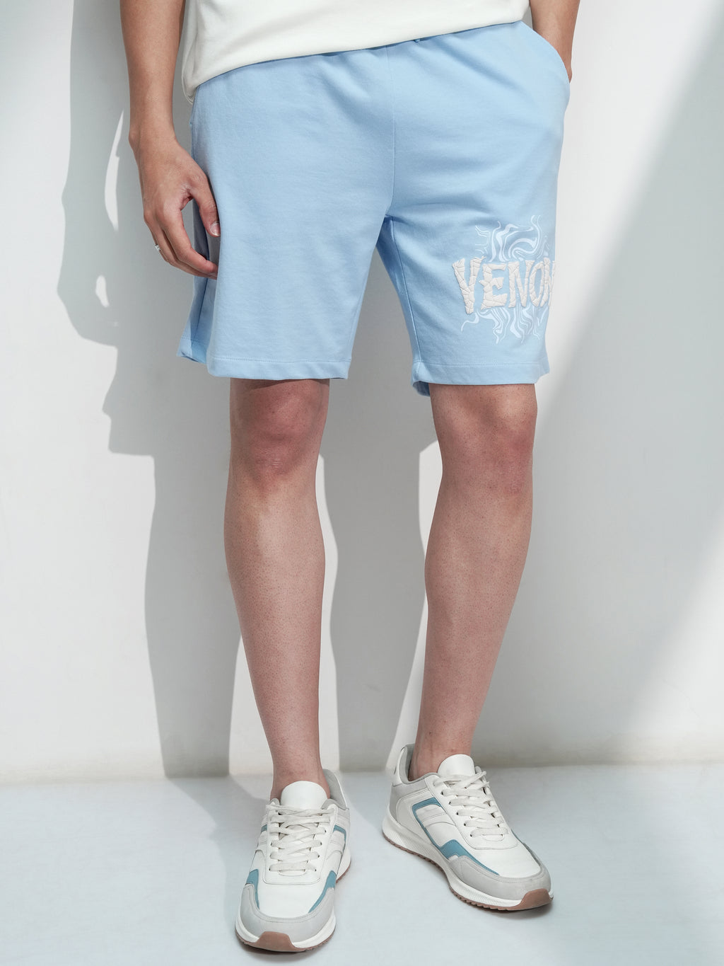 Marvel By Highlander Men Blue Venom Relaxed Fit Shorts - Blue - Image 1