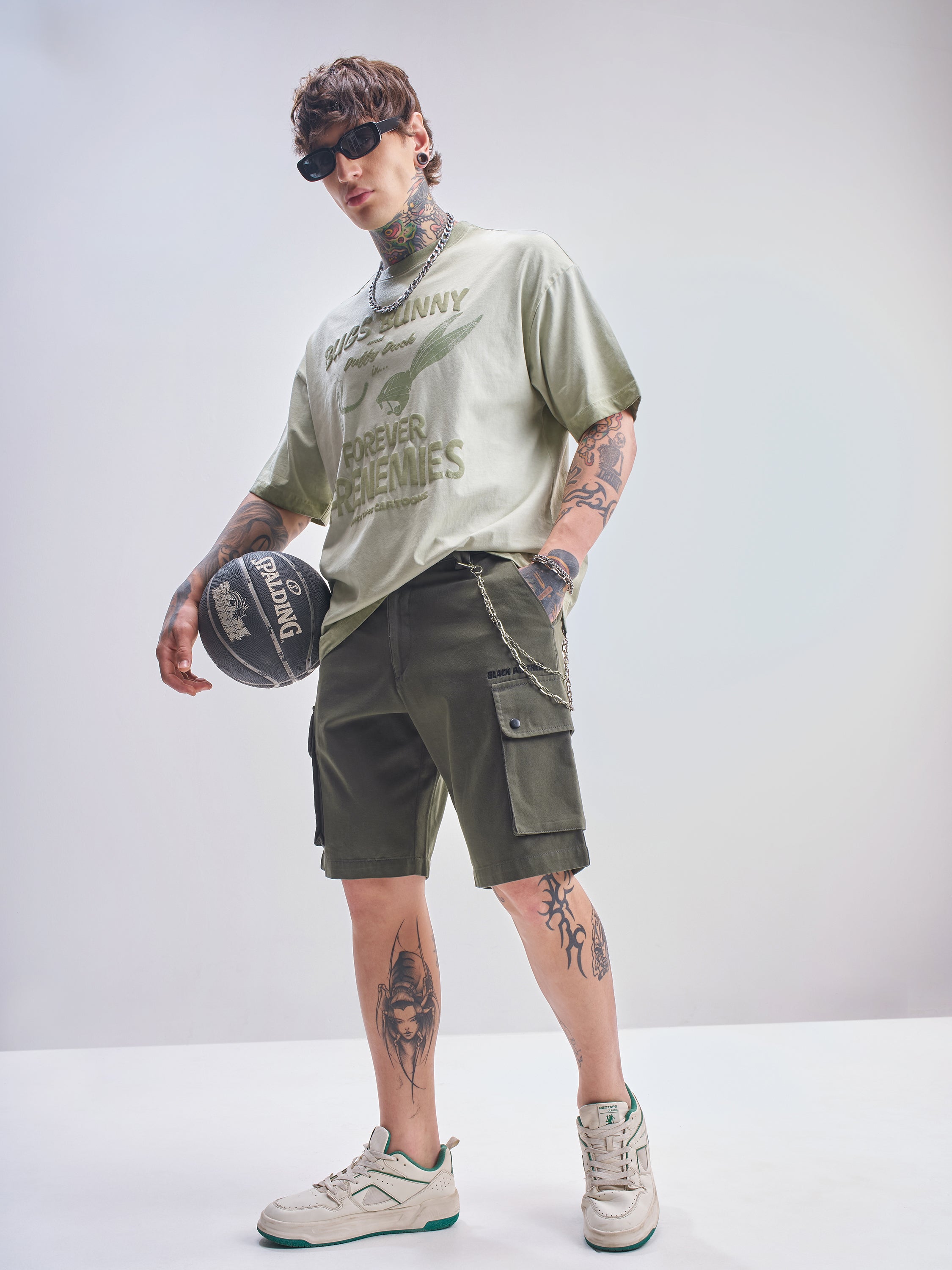 Marvel By Highlander Men Olive Black Panther Relaxed Fit Cargo Shorts - Olive - Image 2