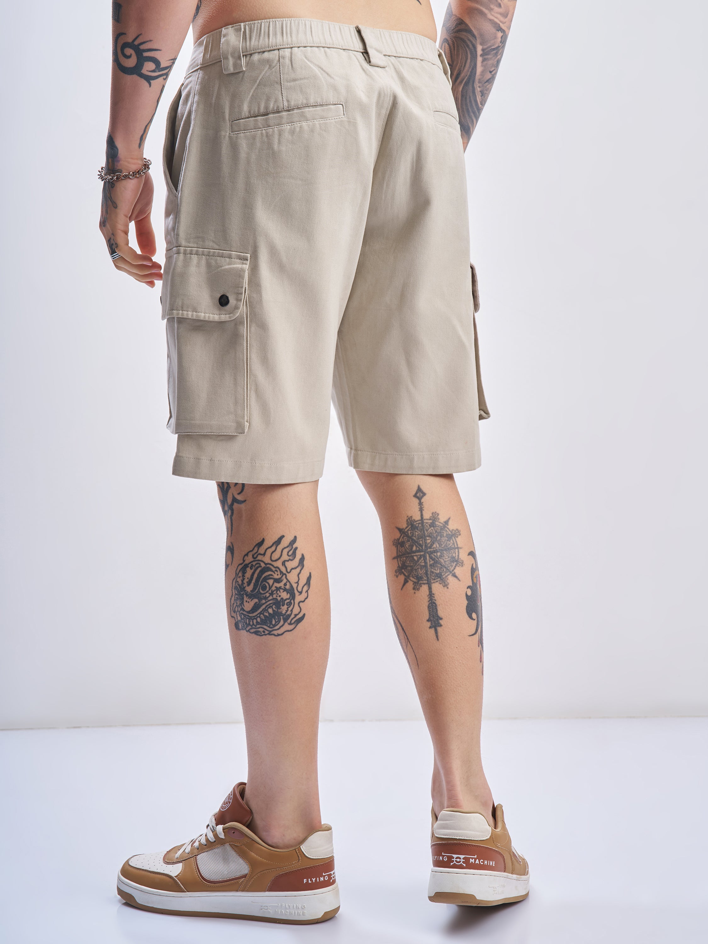 Marvel By Highlander Men Beige Black Panther Relaxed Fit Cargo Shorts - Beige - Image 3