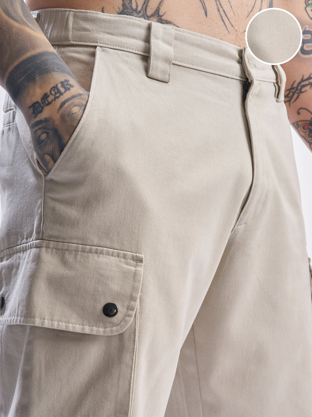 Marvel By Highlander Men Beige Black Panther Relaxed Fit Cargo Shorts - Beige - Image 5