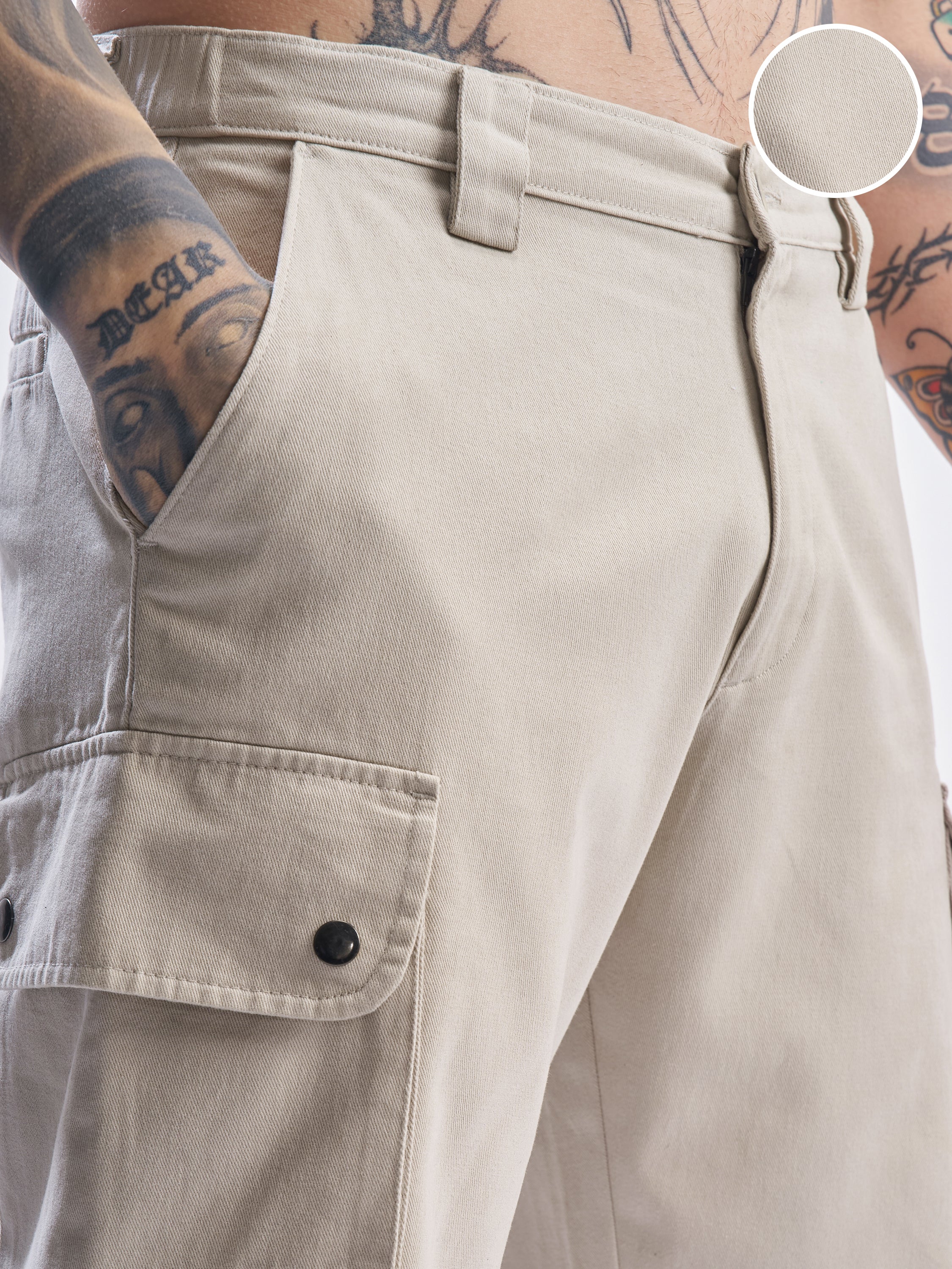 Marvel By Highlander Men Beige Black Panther Relaxed Fit Cargo Shorts - Beige - Image 5