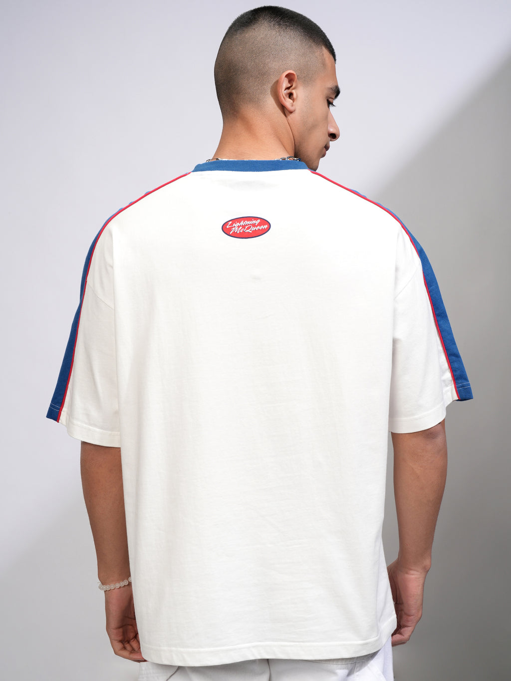 Pixar By Highlander Men White Cars Printed Round Neck Oversized Fit T-Shirt - White - Image 3