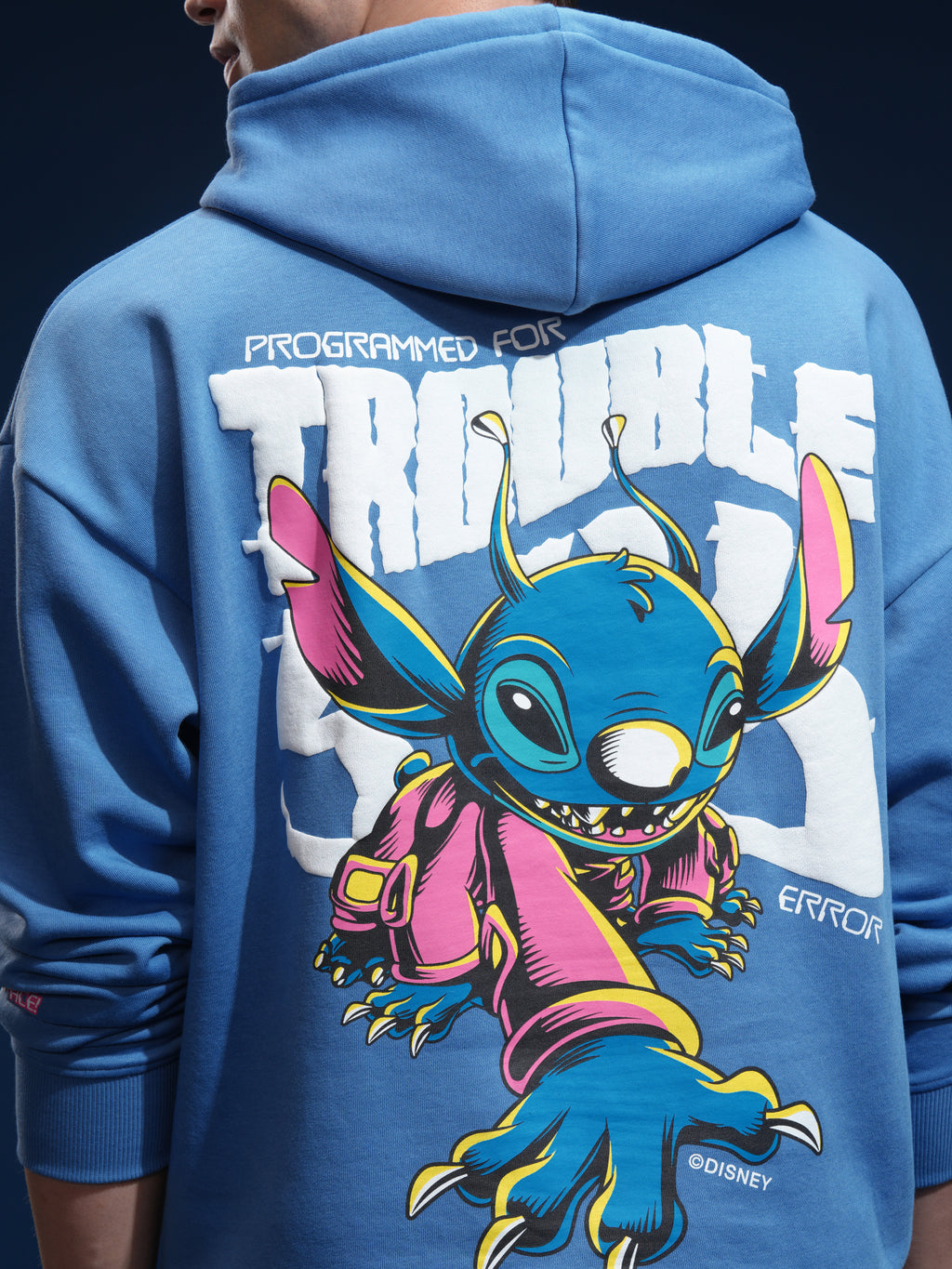 Disney By Highlander Men Blue Stitch Hooded Pullover Sweatshirt - Blue - Image 7