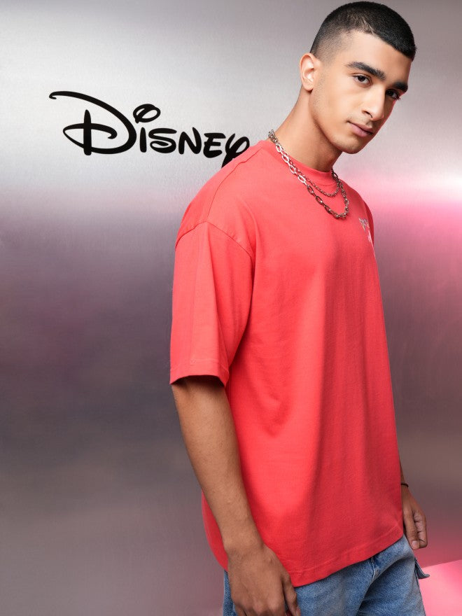 Disney By Highlander Men Red Monster Inc. Printed Round Neck Oversized Fit T-Shirt - Red - Image 6
