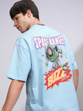 Disney By Highlander Men Blue Buzz Lightyear Printed Round Neck Oversized Fit T-Shirt - Blue - Image 1