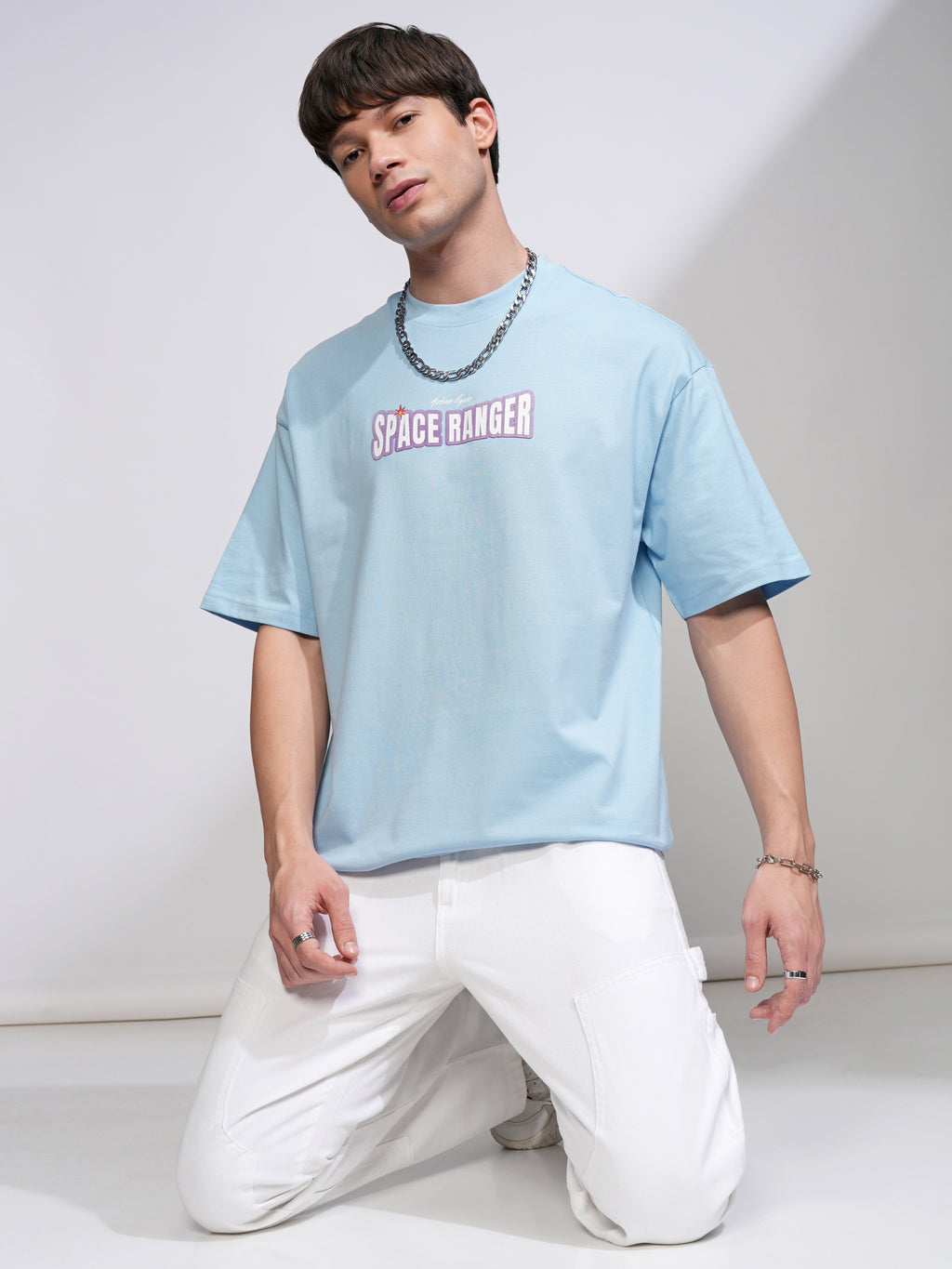 Disney By Highlander Men Blue Buzz Lightyear Printed Round Neck Oversized Fit T-Shirt - Blue - Image 2