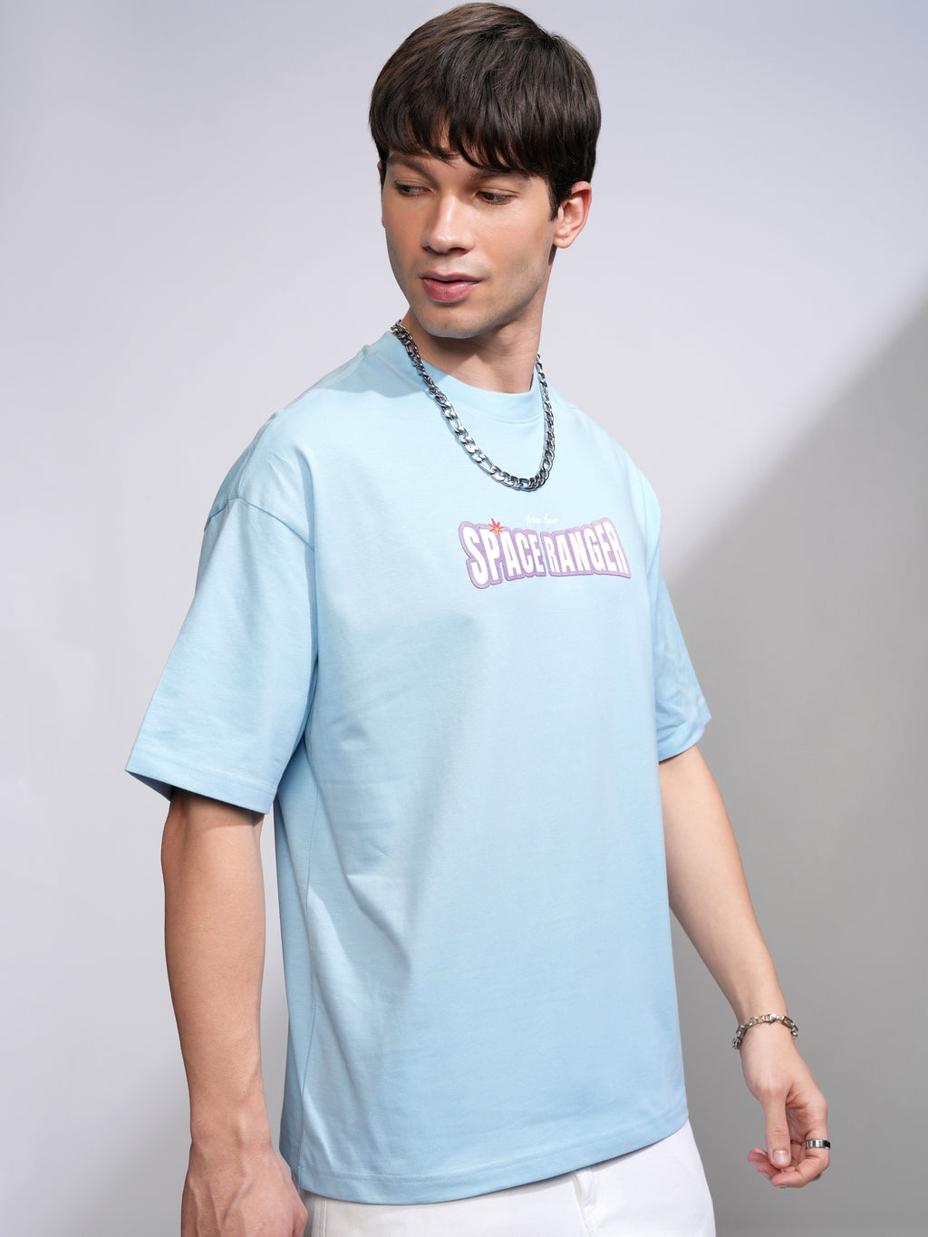 Disney By Highlander Men Blue Buzz Lightyear Printed Round Neck Oversized Fit T-Shirt - Blue - Image 6