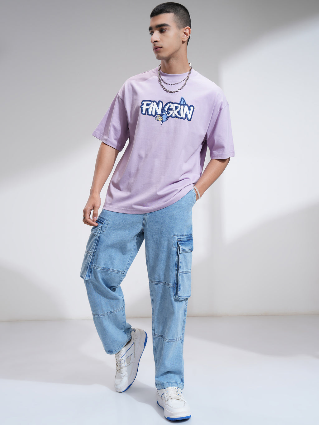 Pixar By Highlander Men Mauve Fin Grin Printed Round Neck Oversized Fit T-Shirt - Mauve - Image 2