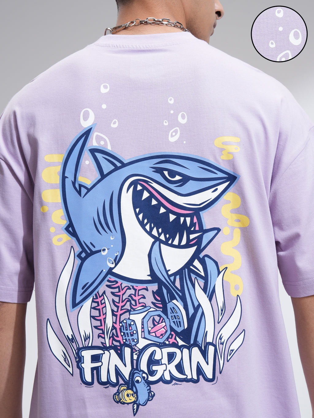 Pixar By Highlander Men Mauve Fin Grin Printed Round Neck Oversized Fit T-Shirt - Mauve - Image 5