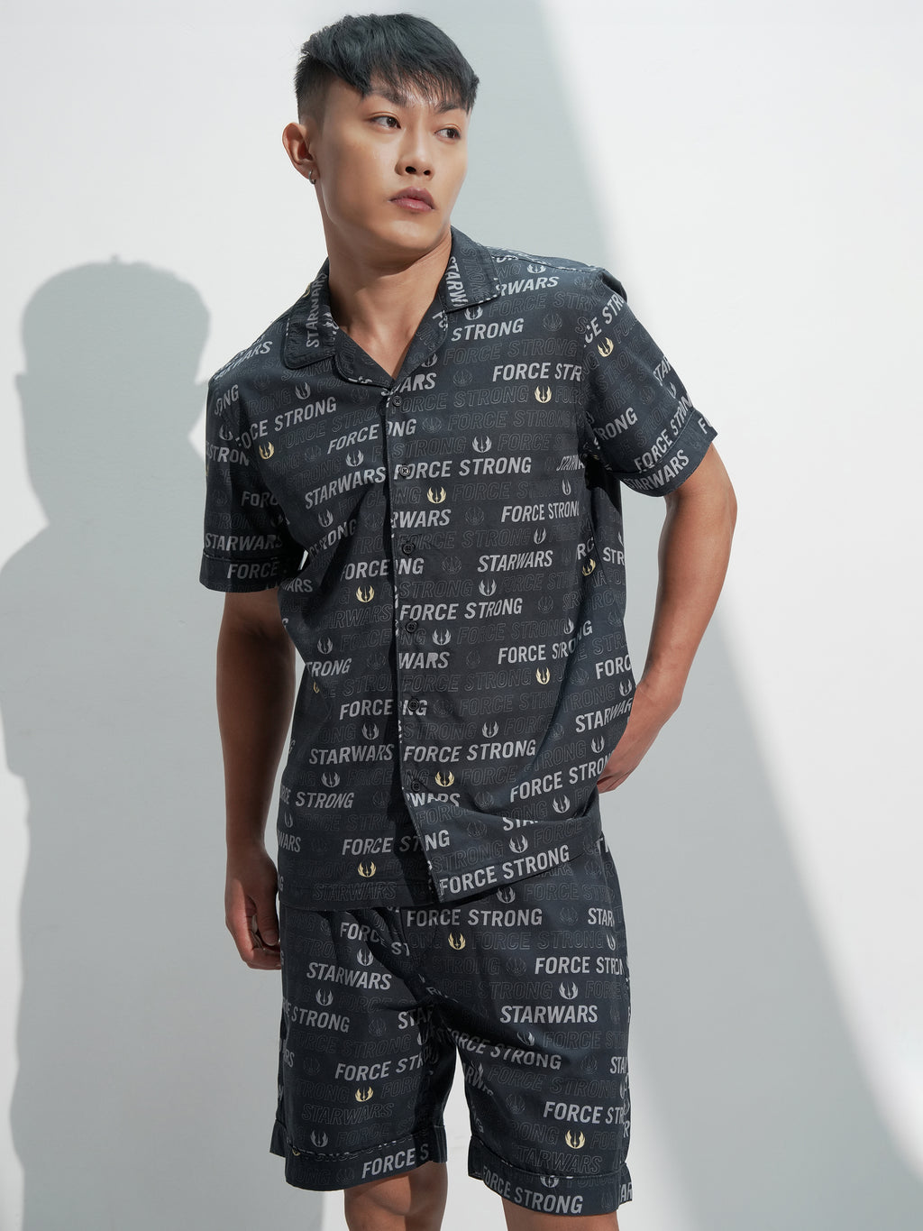 Star Wars By Highlander Men Black Darth Vader Shirt With Shorts Co-Ords - Black - Image 1