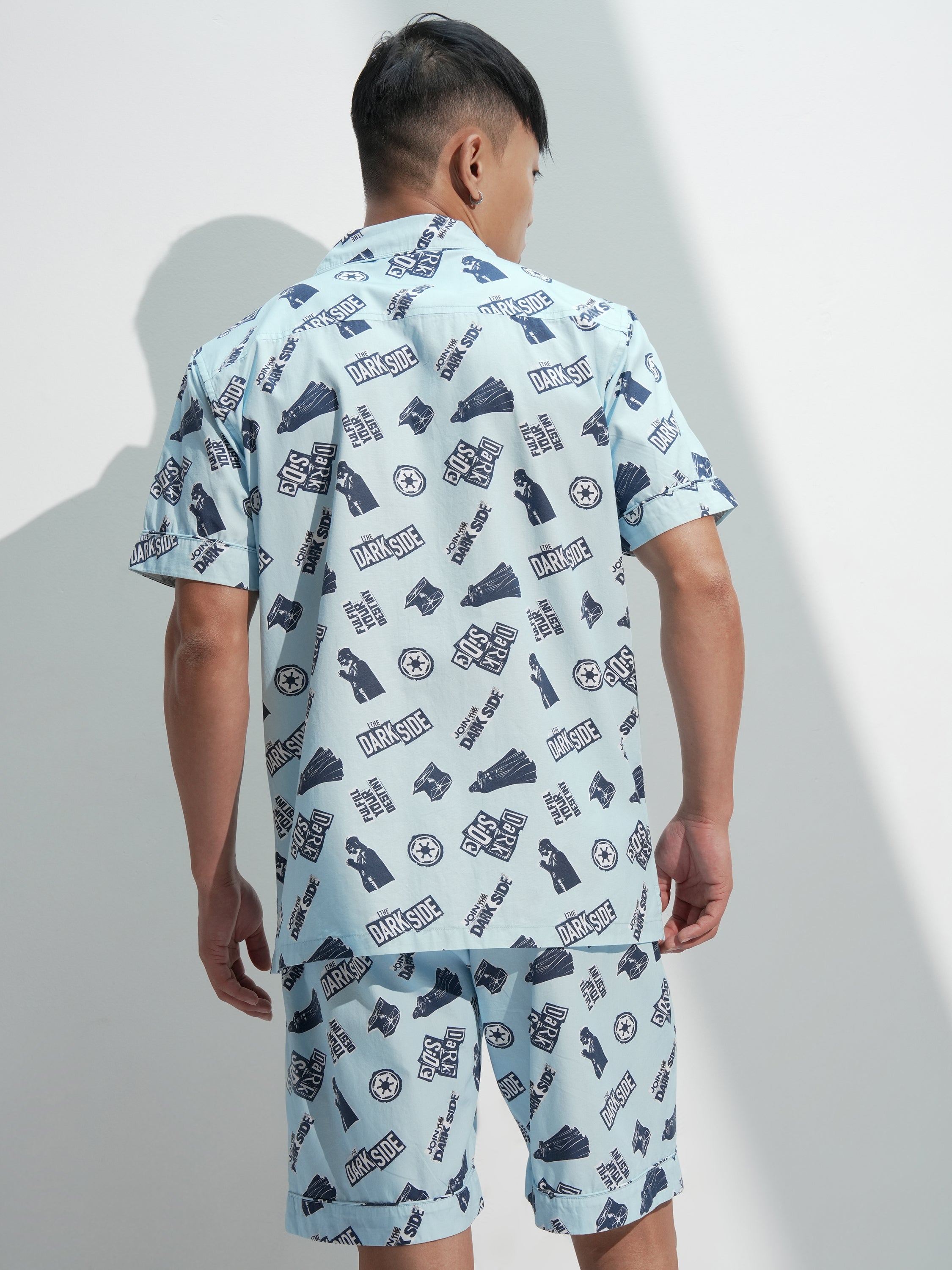 Star Wars By Highlander Men Blue Darth Vader Shirt With Shorts Co-Ords - Blue - Image 3