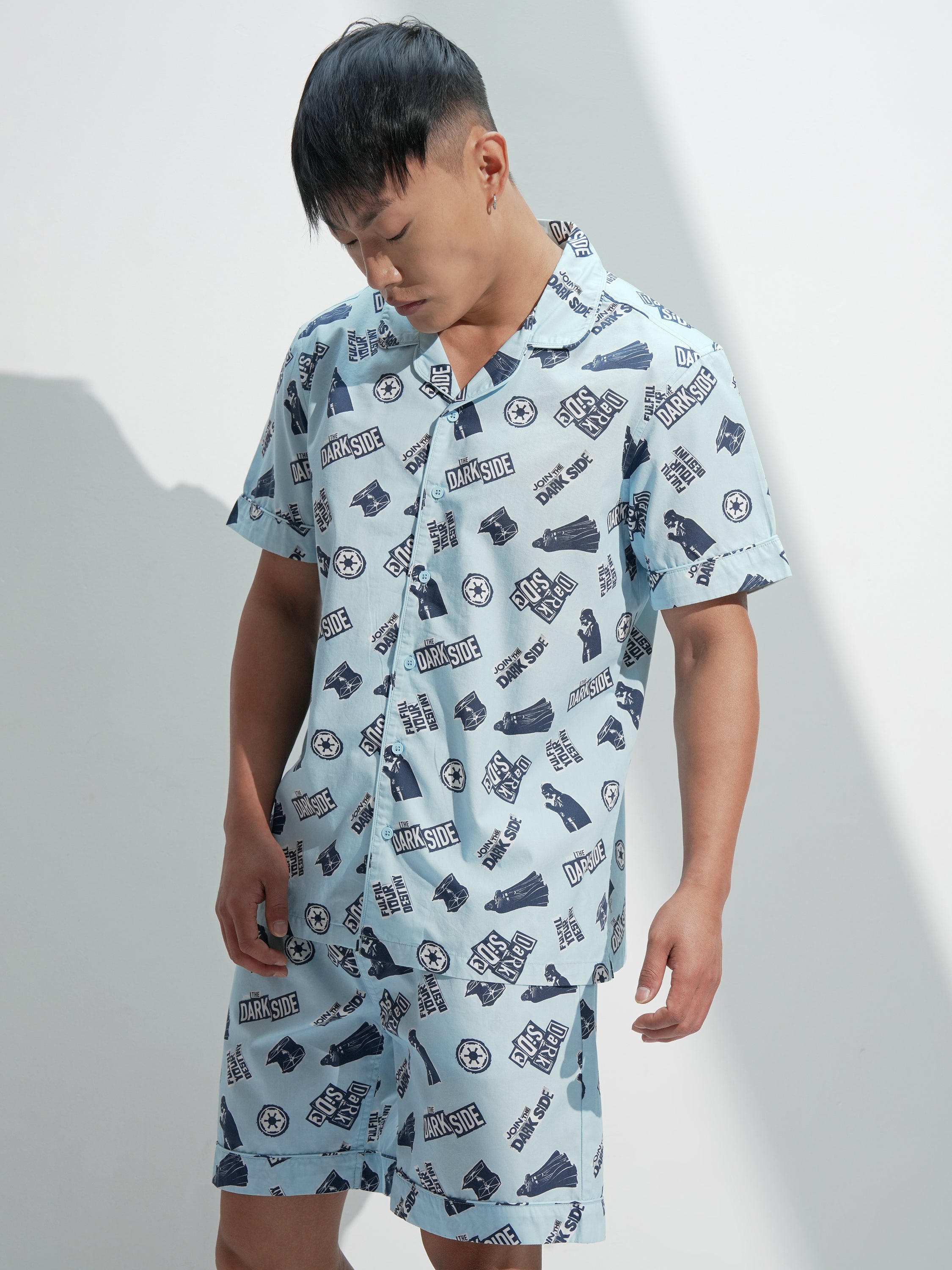 Star Wars By Highlander Men Blue Darth Vader Shirt With Shorts Co-Ords - Blue - Image 4