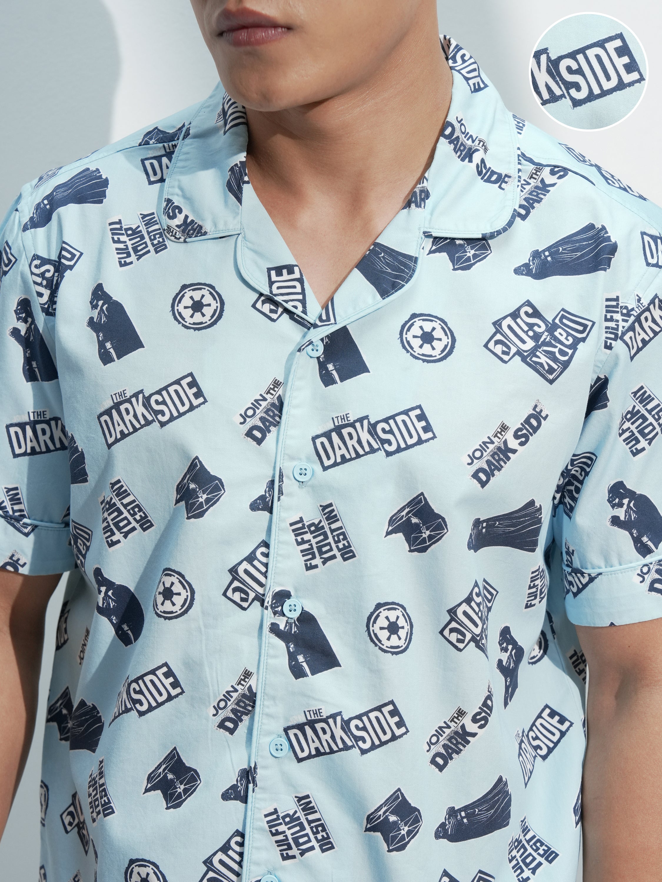 Star Wars By Highlander Men Blue Darth Vader Shirt With Shorts Co-Ords - Blue - Image 5