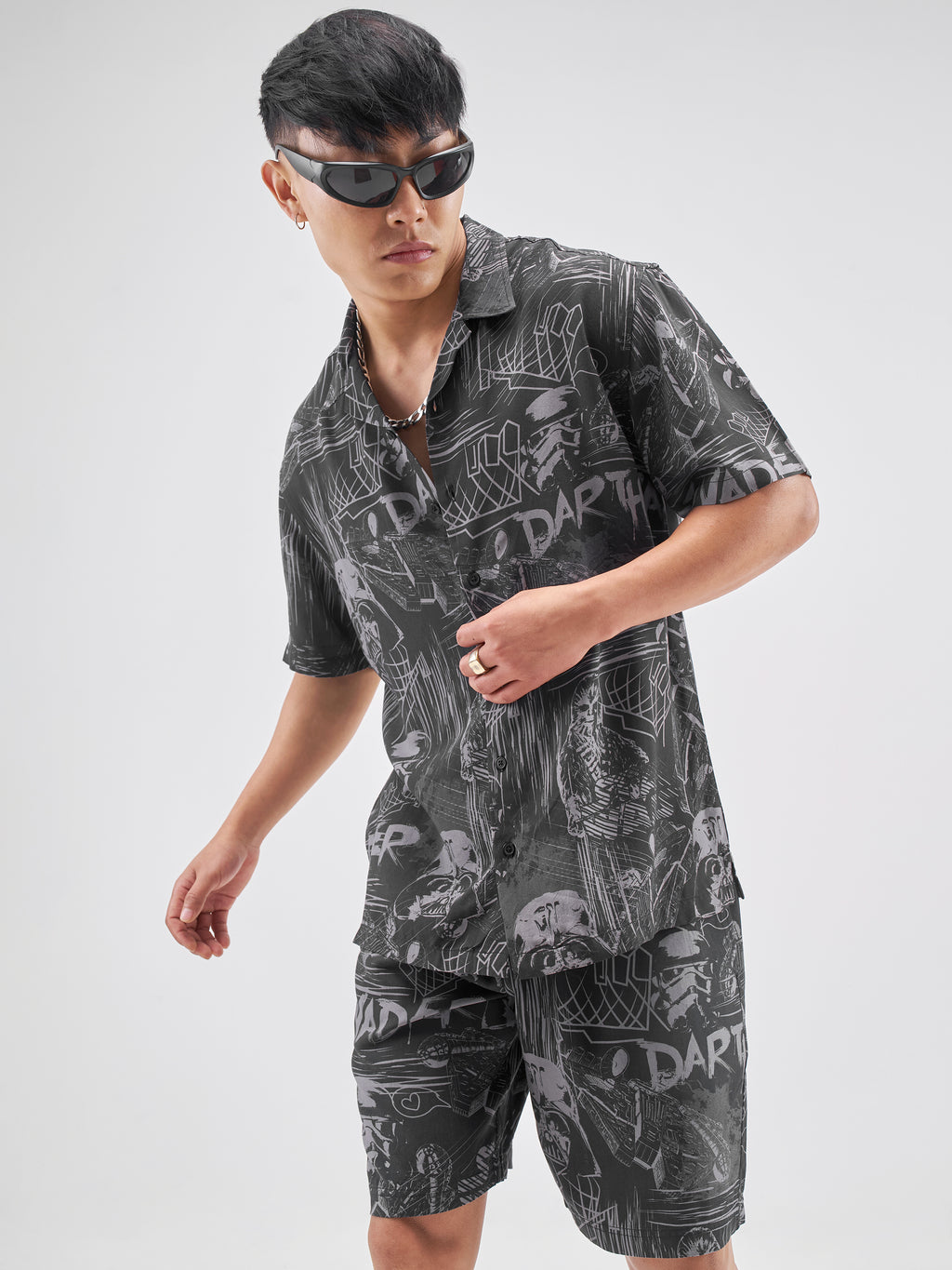 Star Wars Highlander Men Black Shirt With Shorts Co-Ords - Black - Image 1