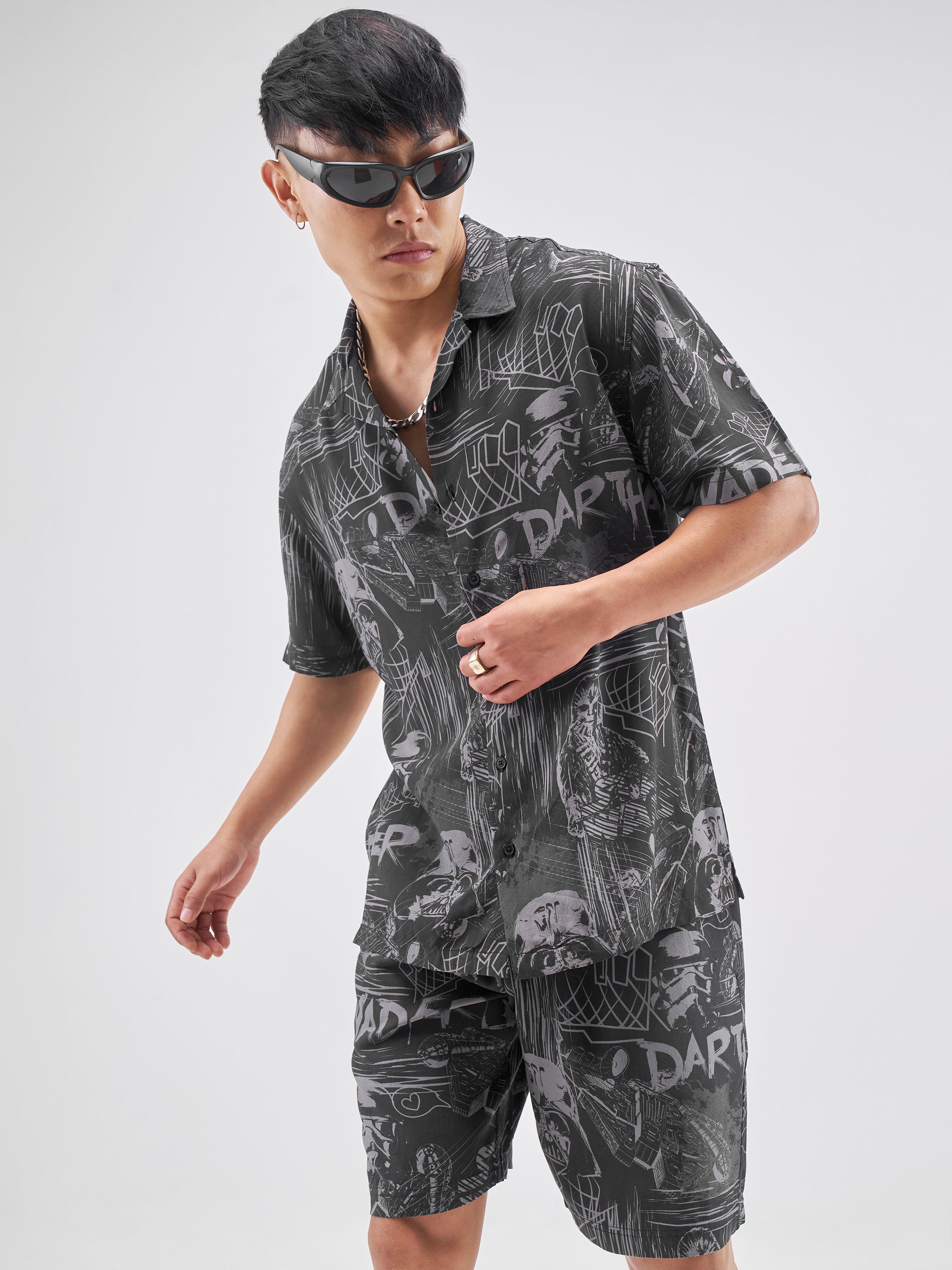 Star Wars Highlander Men Black Shirt With Shorts Co-Ords - Black - Image 1