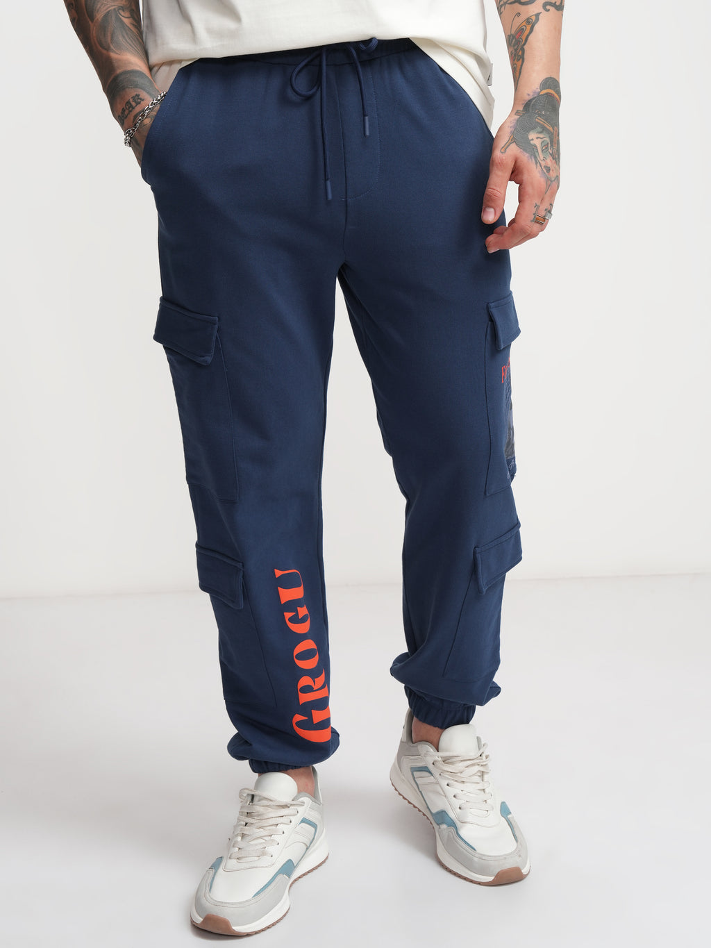 Star War By Highlander Men Navy Blue Grogu Printed Relaxed Fit Joggers - Navy Blue - Image 1