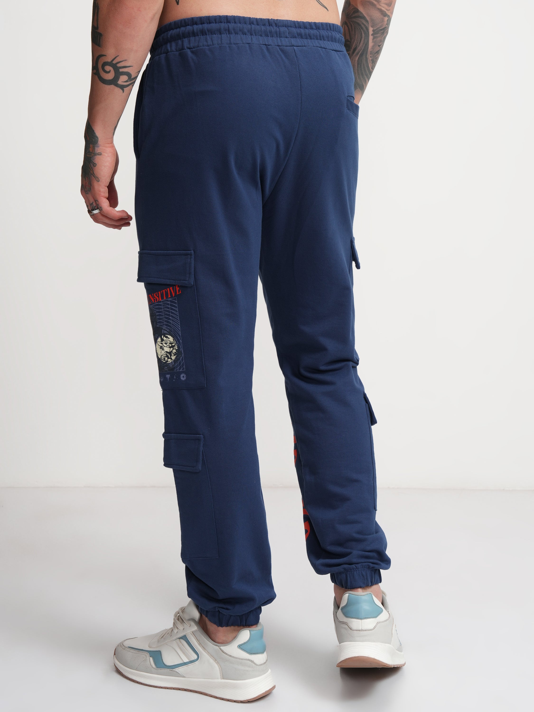 Star War By Highlander Men Navy Blue Grogu Printed Relaxed Fit Joggers - Navy Blue - Image 3