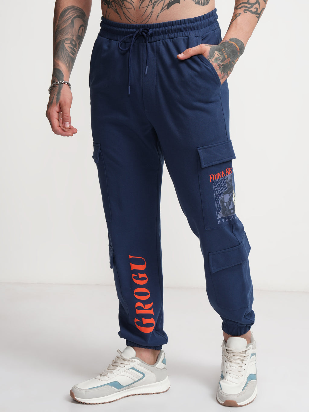 Star War By Highlander Men Navy Blue Grogu Printed Relaxed Fit Joggers - Navy Blue - Image 4
