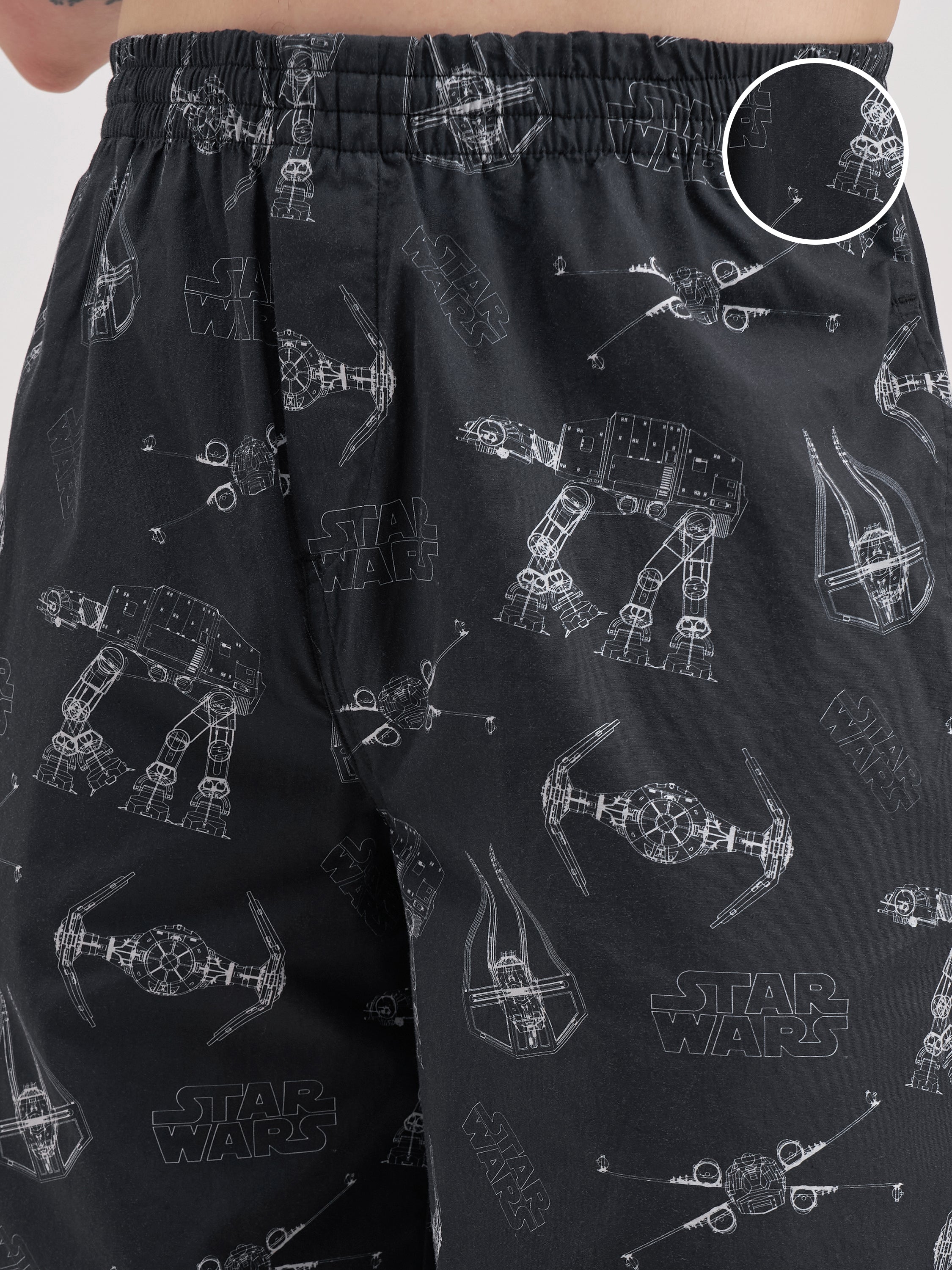 Star Wars By Highlander Men Black Star Wars Printed Lounge Pant - Black - Image 5