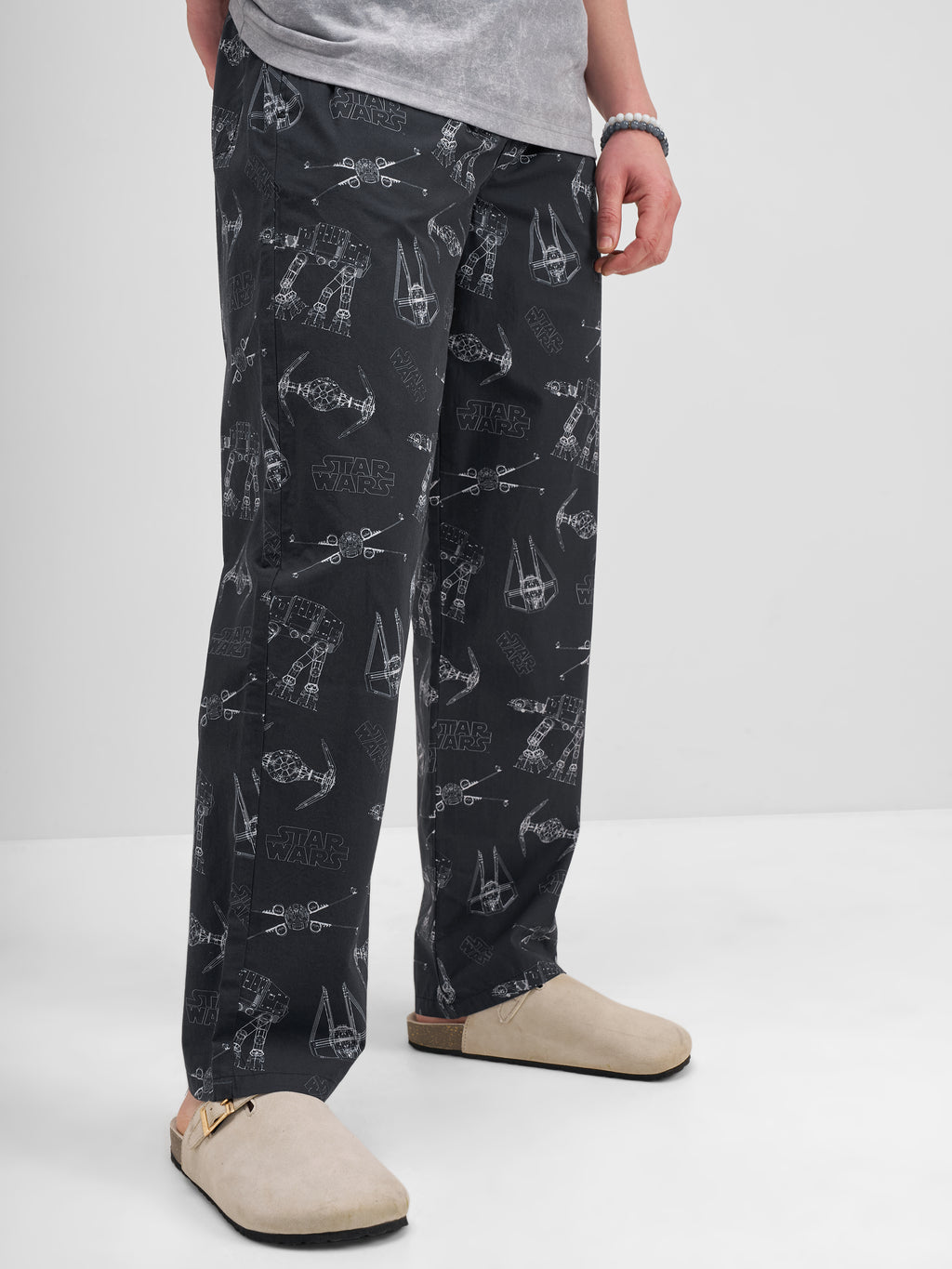 Star Wars By Highlander Men Black Star Wars Printed Lounge Pant - Black - Image 6