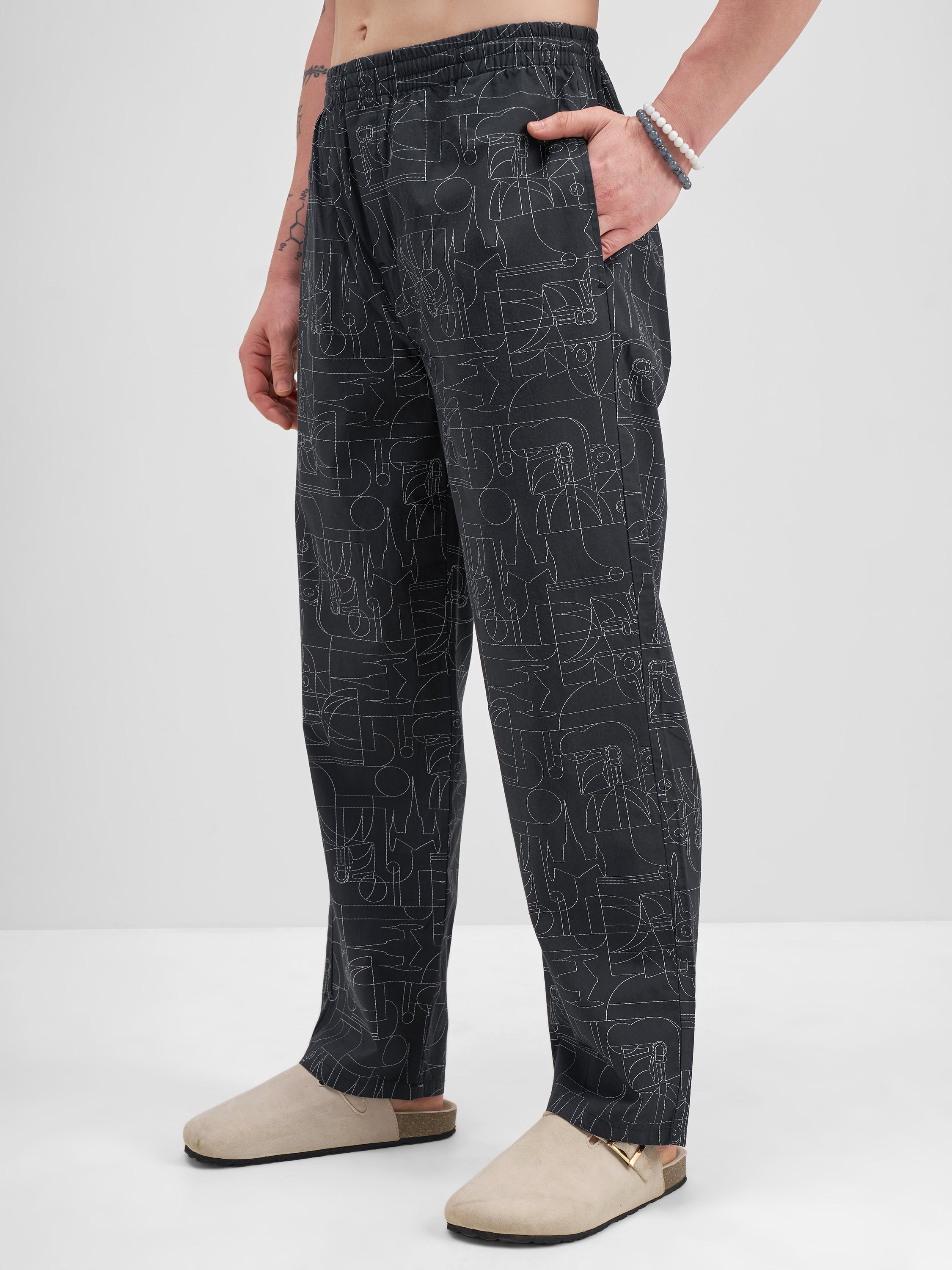 Star Wars By Highlander Men Black Star Wars Printed Lounge Pant - Black - Image 4