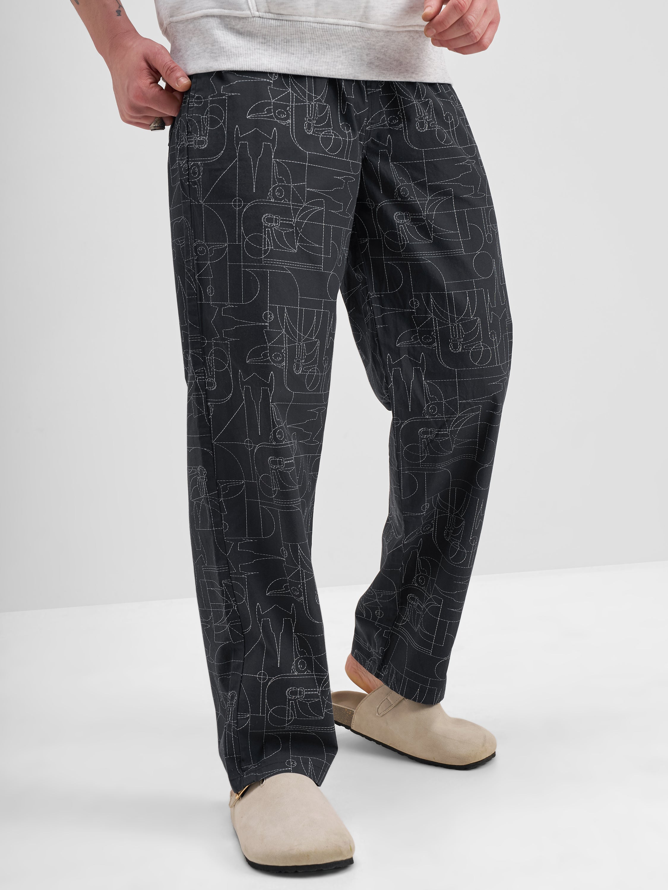 Star Wars By Highlander Men Black Star Wars Printed Lounge Pant - Black - Image 6