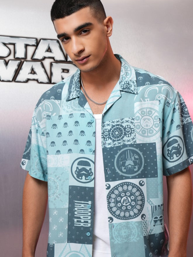 Star Wars By Highlander Men Blue Troopers Printed Relaxed Fit Casual Shirt - Blue - Image 1