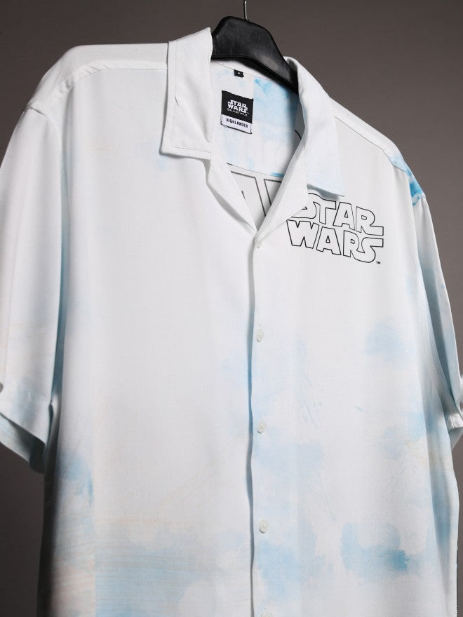 Star Wars By Highlander Men White Darth Vader Printed Relaxed Fit Casual Shirt - White - Image 7