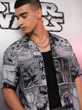 Star Wars By Highlander Men Grey Darth Vader And Grogu Printed Relaxed Fit Casual Shirt - Grey - Image 1