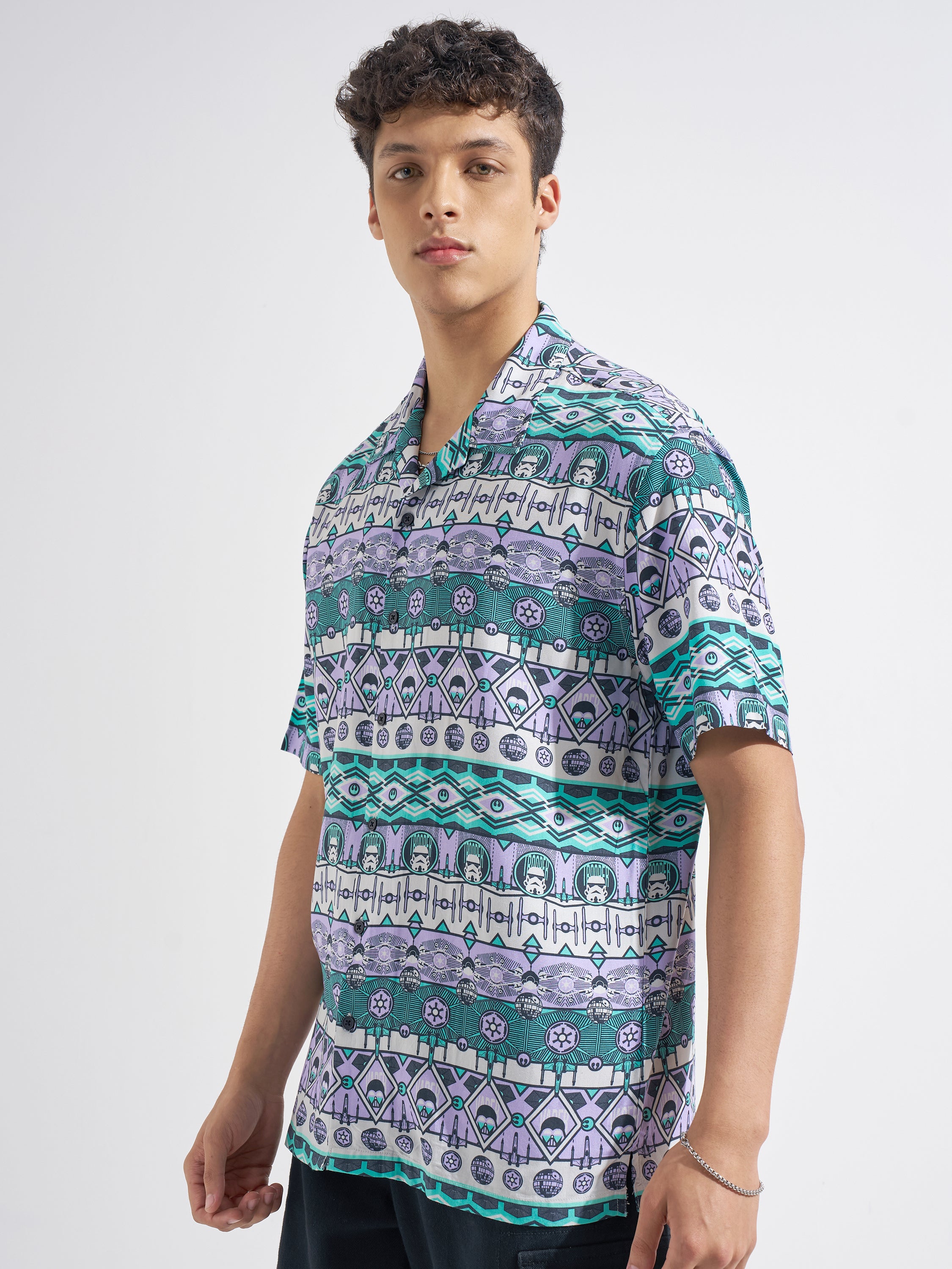 Highlander Men Multi Star Wars Printed Relaxed Fit Casual Shirt