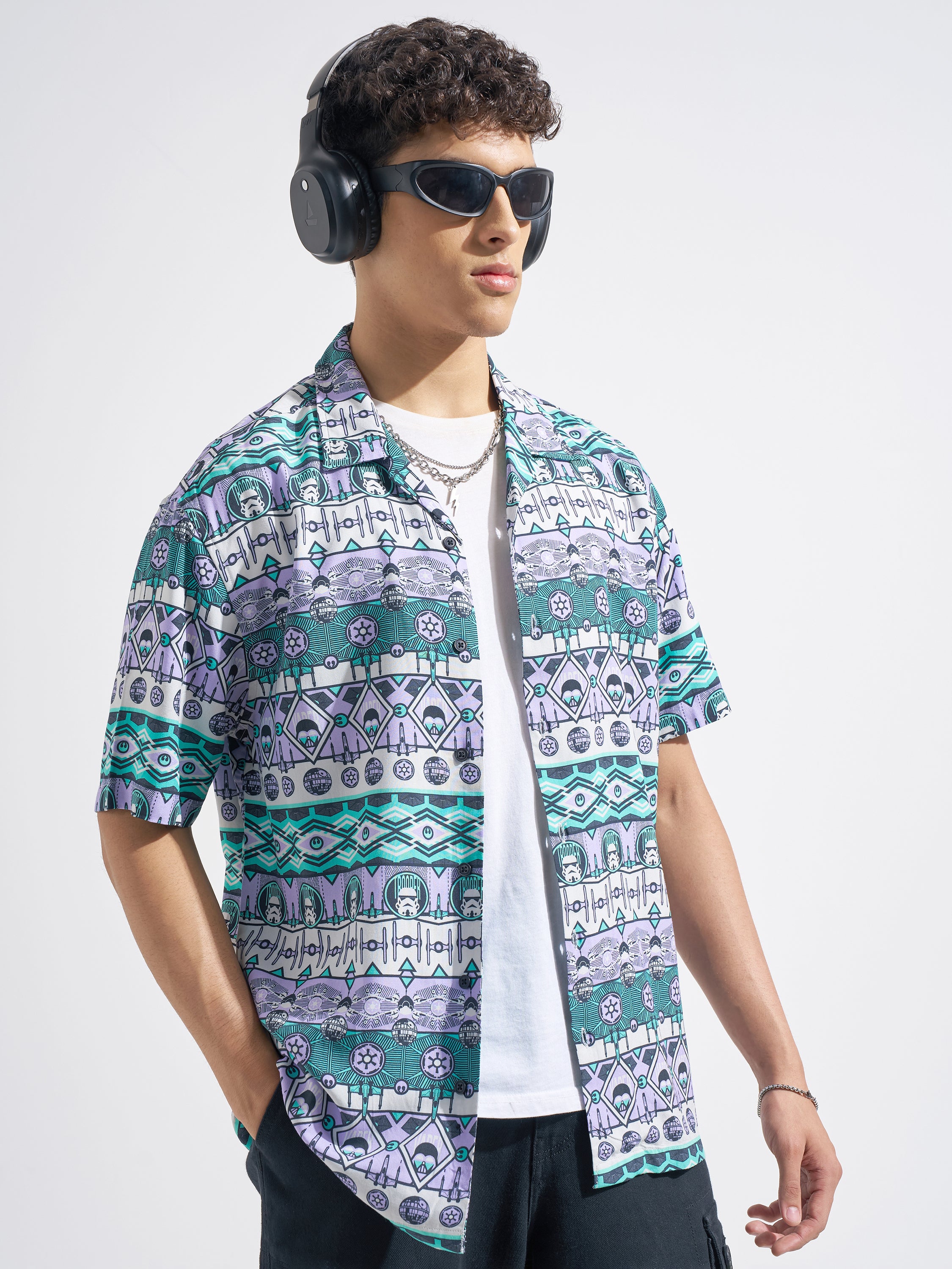 Highlander Men Multi Star Wars Printed Relaxed Fit Casual Shirt