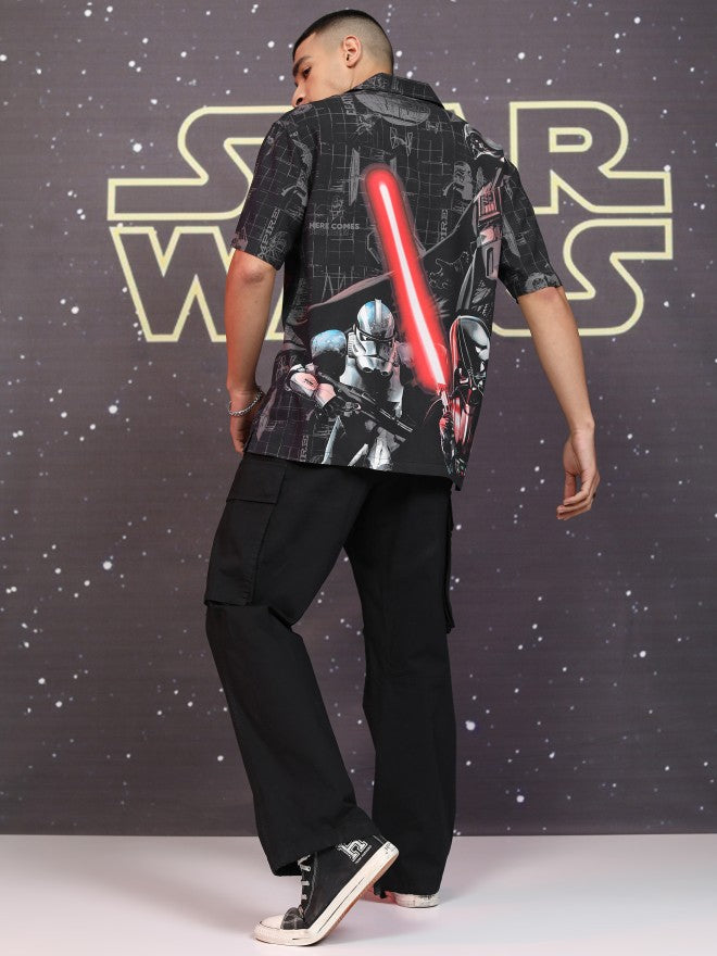 Star Wars By Highlander Men Black Darth Vader Printed Relaxed Fit Casual Shirt - Black - Image 2