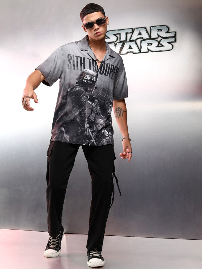 Star Wars By Highlander Men Grey Sith Trooper Printed Relaxed Fit Casual Shirt - Grey - Image 2