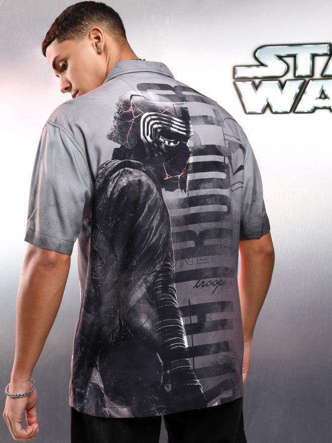 Star Wars By Highlander Men Grey Sith Trooper Printed Relaxed Fit Casual Shirt - Grey - Image 3