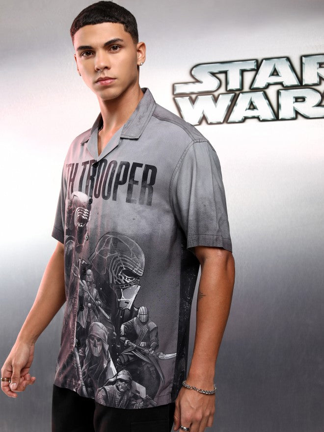 Star Wars By Highlander Men Grey Sith Trooper Printed Relaxed Fit Casual Shirt - Grey - Image 4