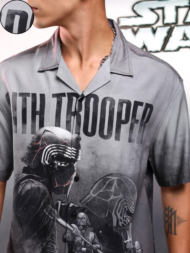 Star Wars By Highlander Men Grey Sith Trooper Printed Relaxed Fit Casual Shirt - Grey - Image 5