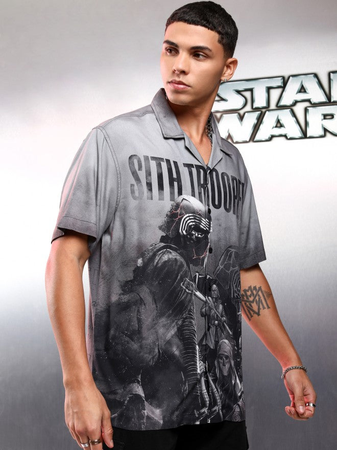 Star Wars By Highlander Men Grey Sith Trooper Printed Relaxed Fit Casual Shirt - Grey - Image 6