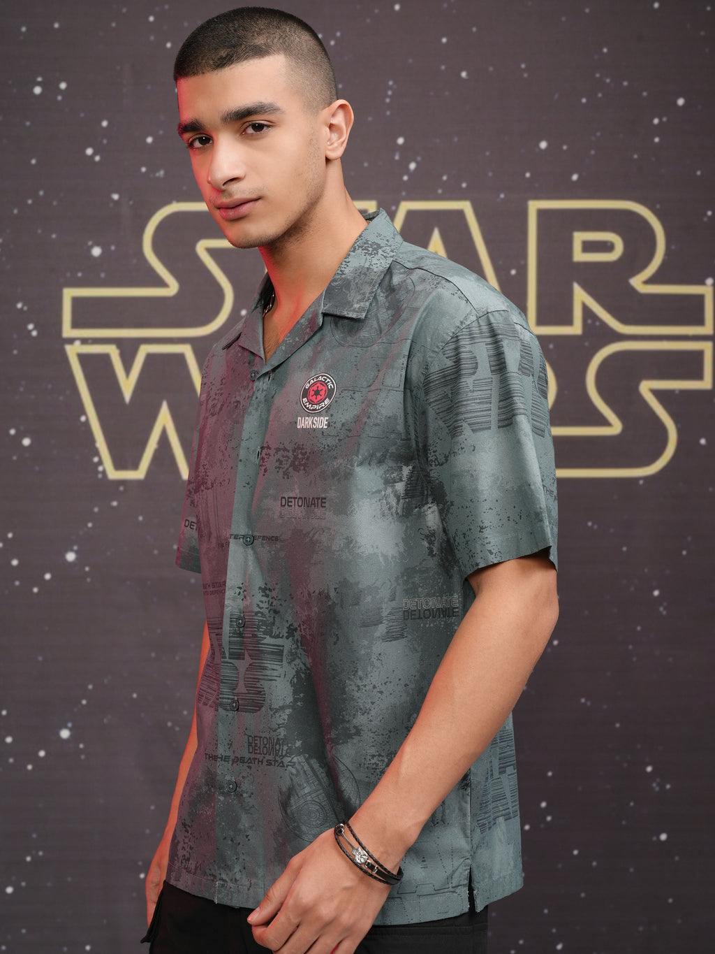 Star Wars By Highlander Men Green Dark Side Printed Relaxed Fit Casual Shirt - Green - Image 4