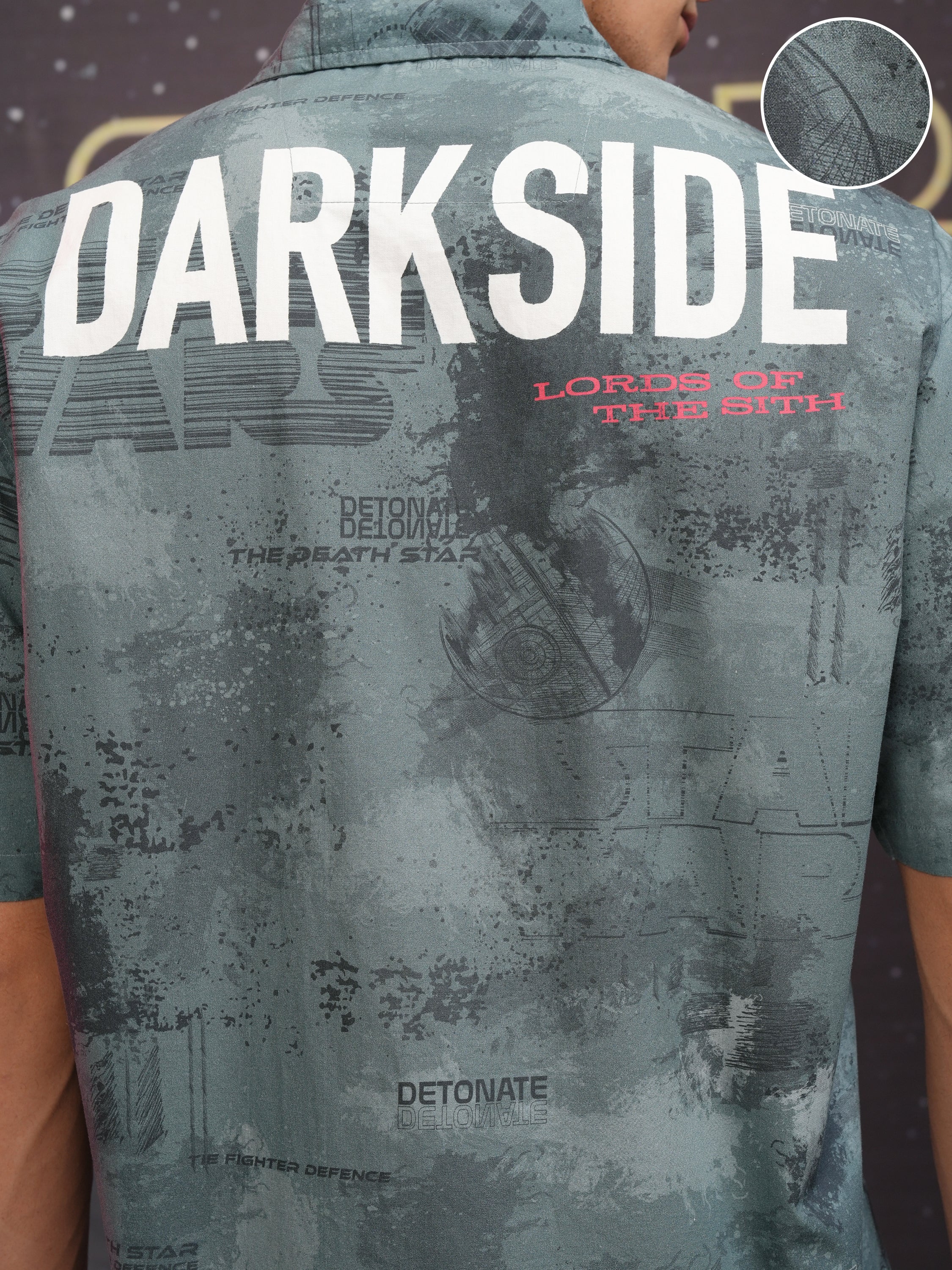 Star Wars By Highlander Men Green Dark Side Printed Relaxed Fit Casual Shirt - Green - Image 5