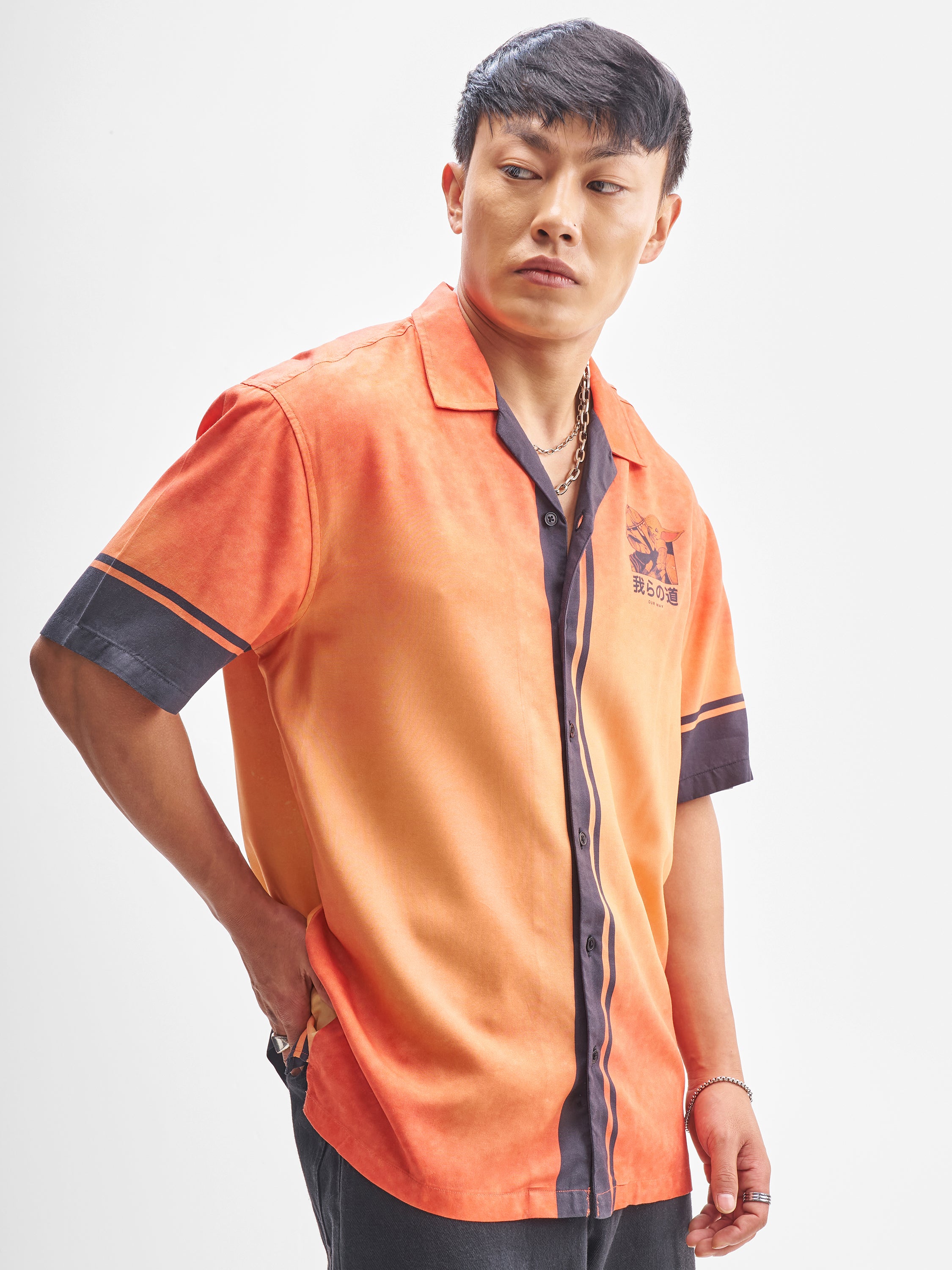 Star Wars By Highlander Men Orange The Mandalorian And Grogu Printed Relaxed Fit Casual Shirt - Orange - Image 6