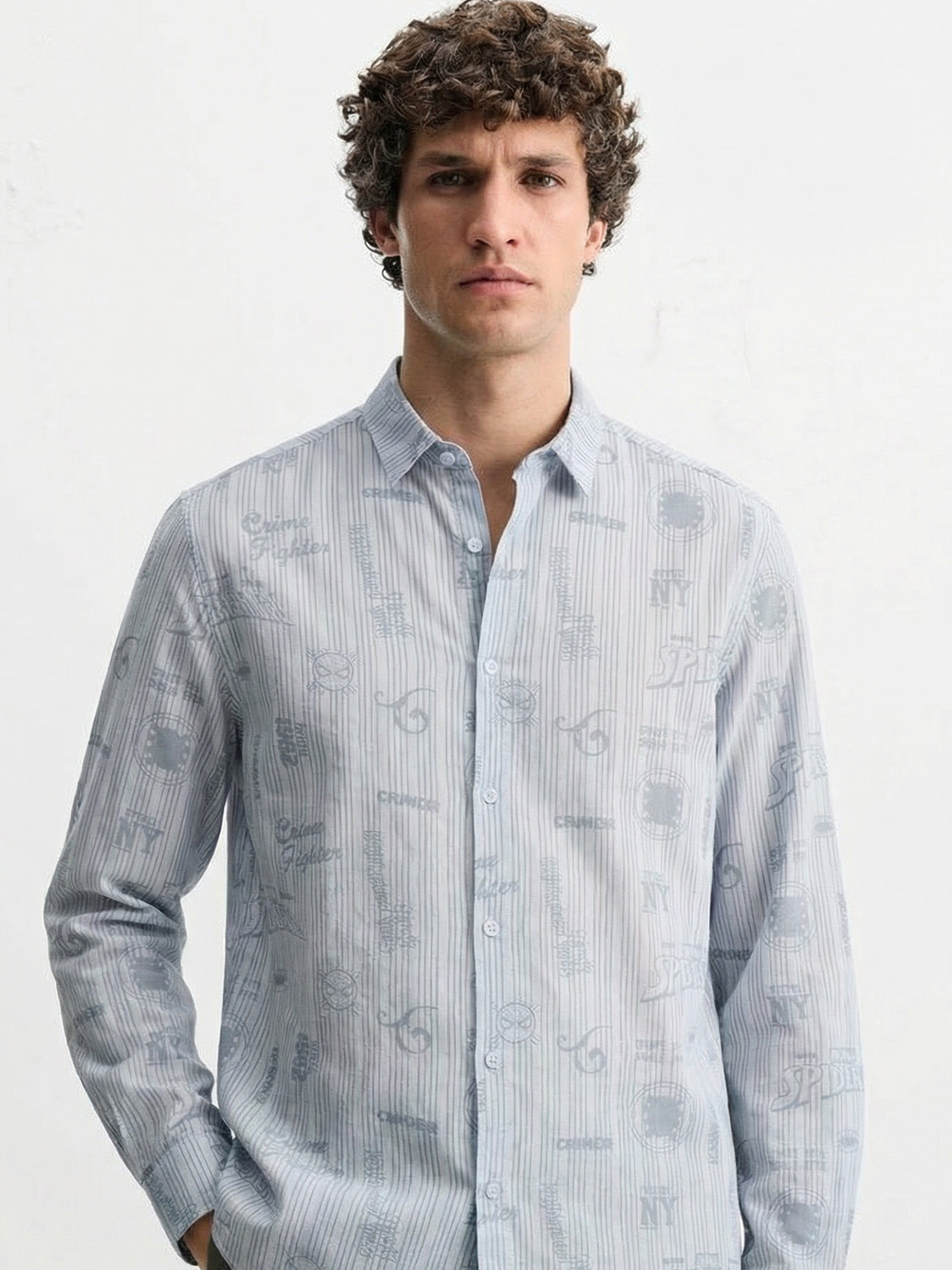 Marvel By Highlander Men Blue Spiderman Printed Regular Fit Casual Shirt - Blue - Image 1