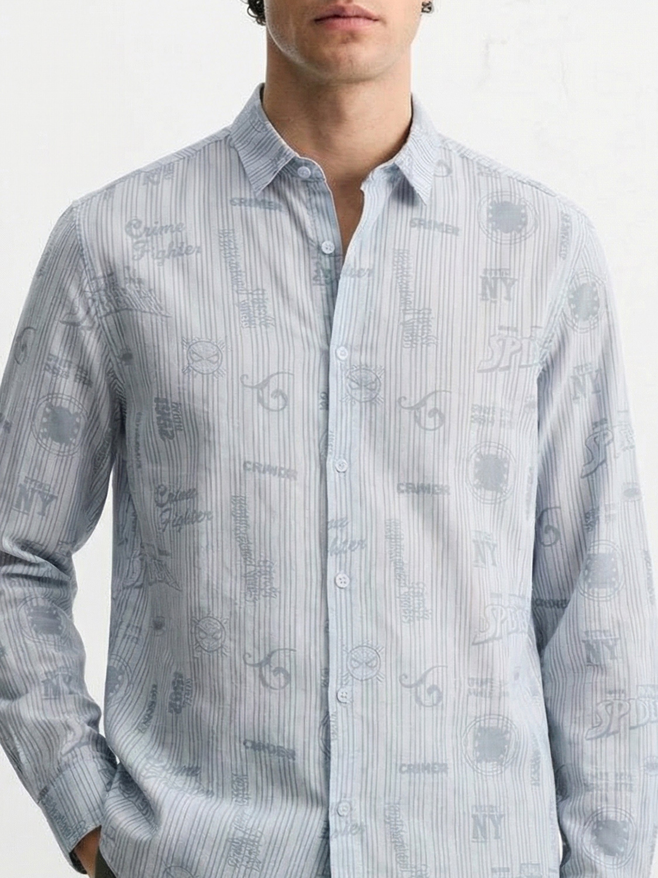 Marvel By Highlander Men Blue Spiderman Printed Regular Fit Casual Shirt - Blue - Image 5