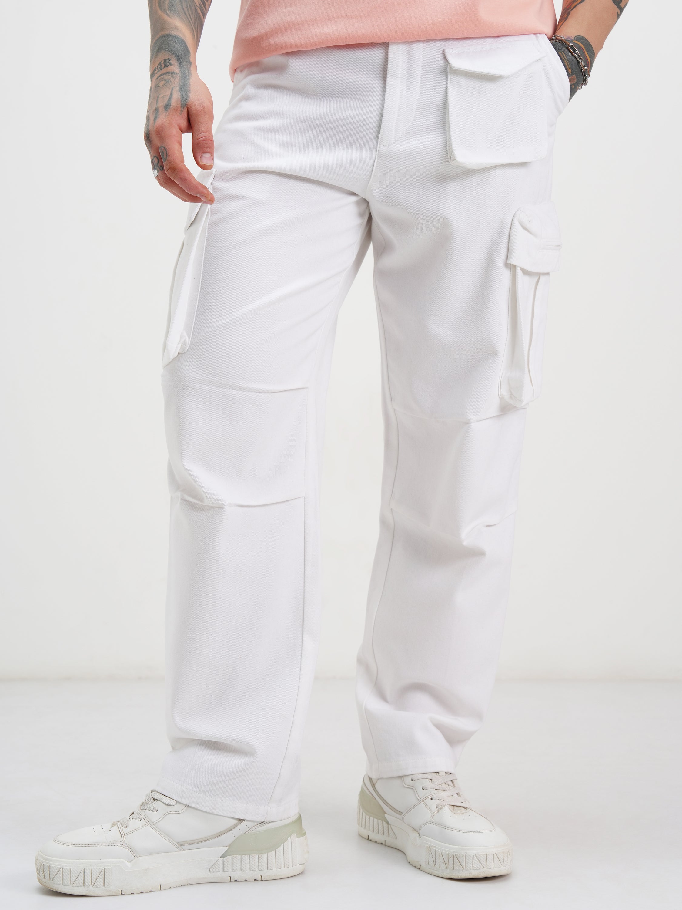 Star Wars Highlander Men White Star Wars Loose Fit Solid Regular Trouser - White - Image 1